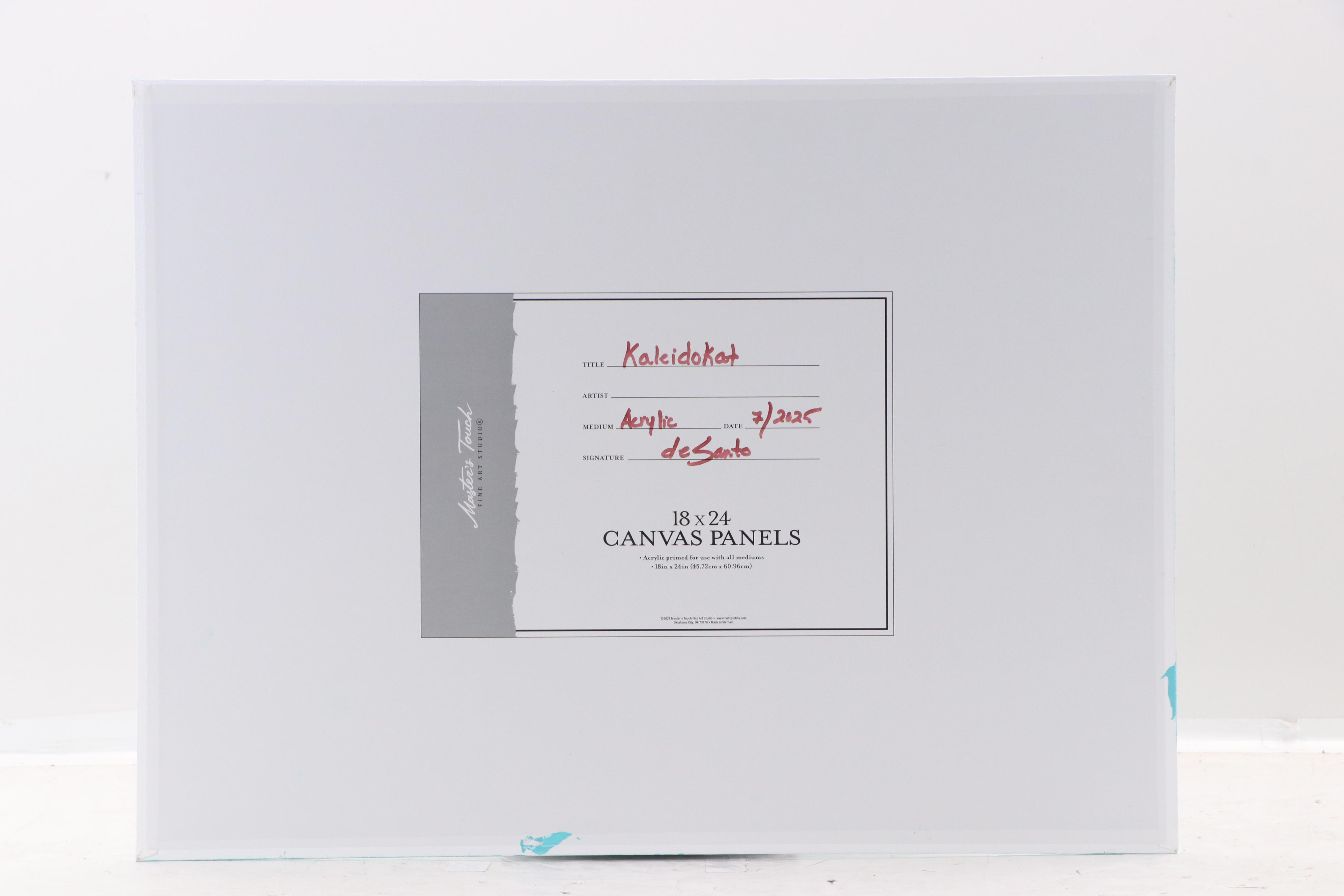 deSanto Stylized Acrylic Painting of a Cat "Kaleidokat," 2025