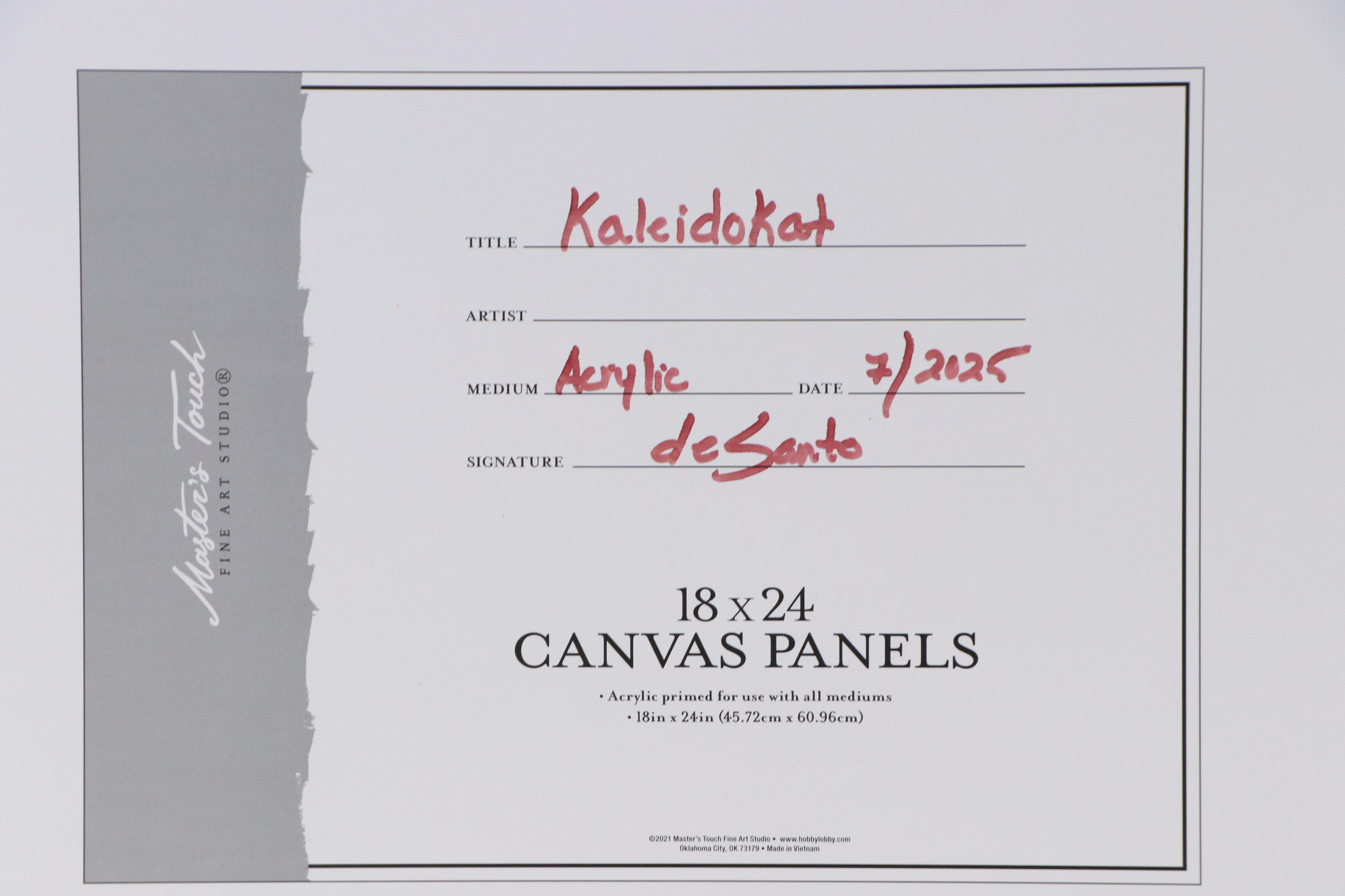 deSanto Stylized Acrylic Painting of a Cat "Kaleidokat," 2025