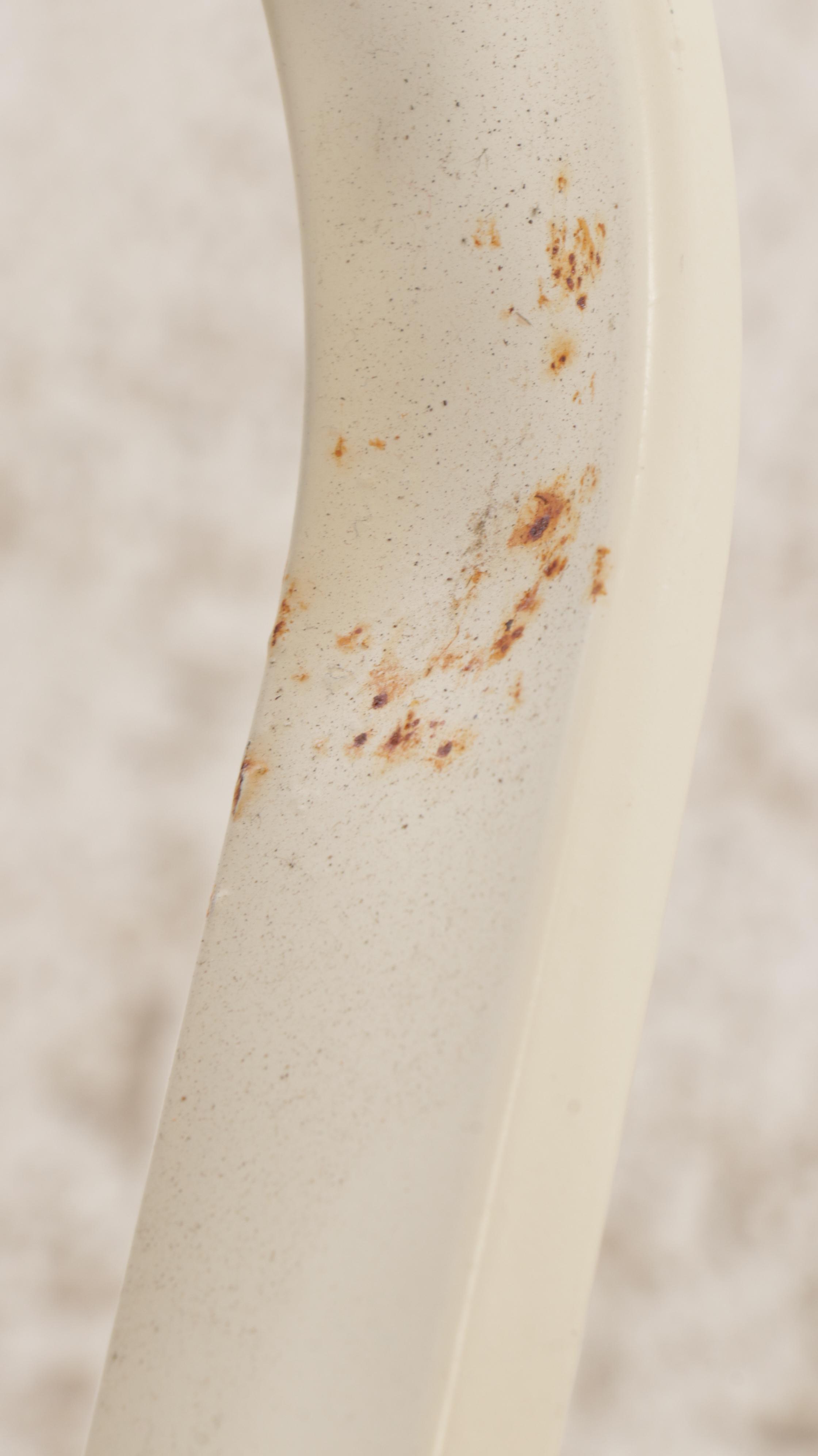 Pair of Cantilevered Aluminum Patio Armchairs with Ottoman and Side Table