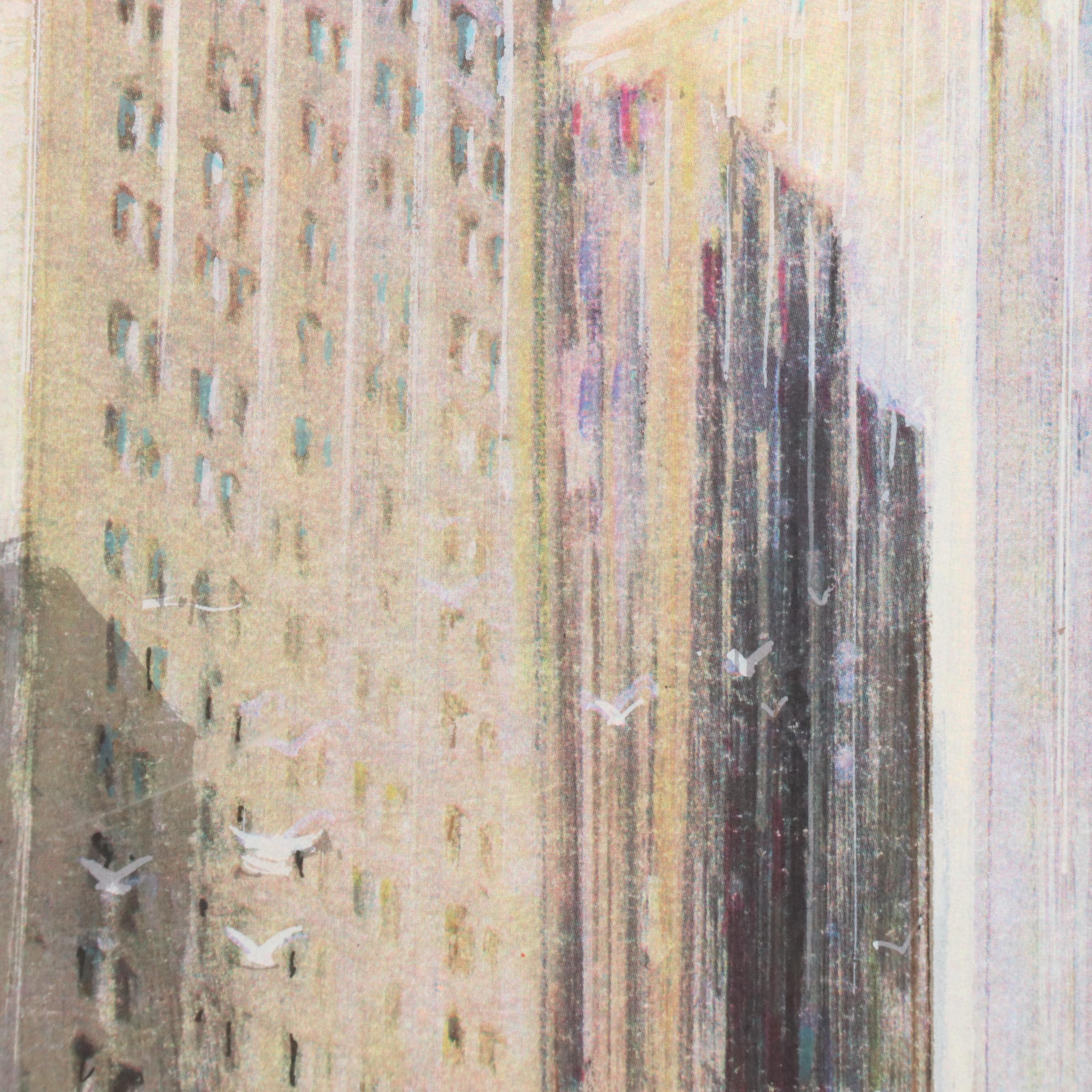 Kamil Kubik Offset Lithograph "Noon at the Exchange," Late 20th C.