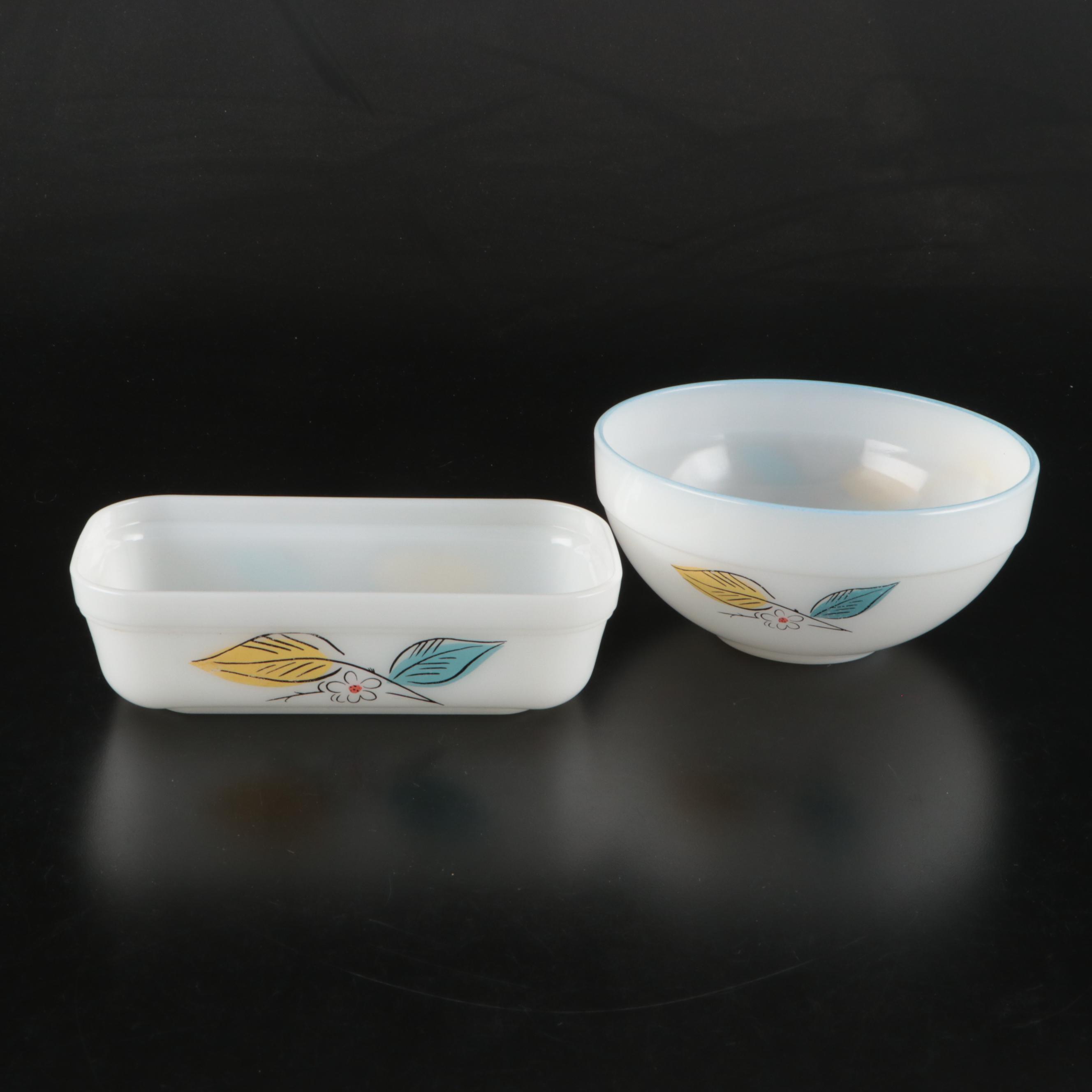 Fire-King and Pyrex Mixing Bowls, Refrigerator Containers and Baking Dish