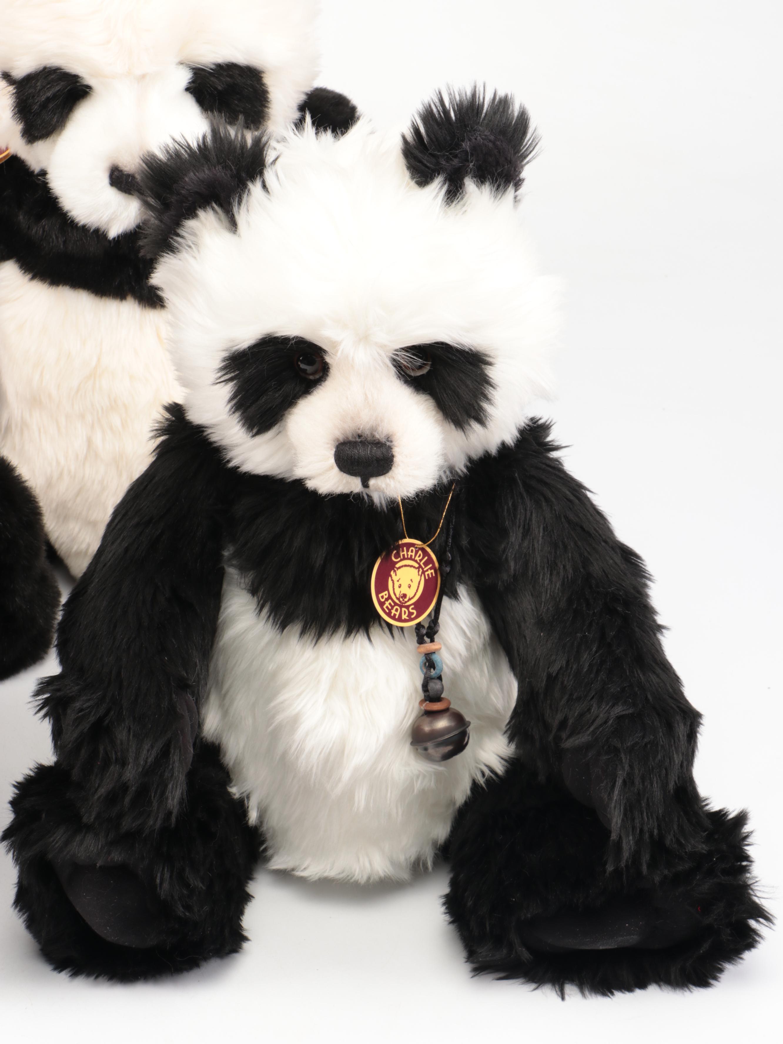Charlie Bears "Fenella & Faith" with Other Stuffed Panda Bears