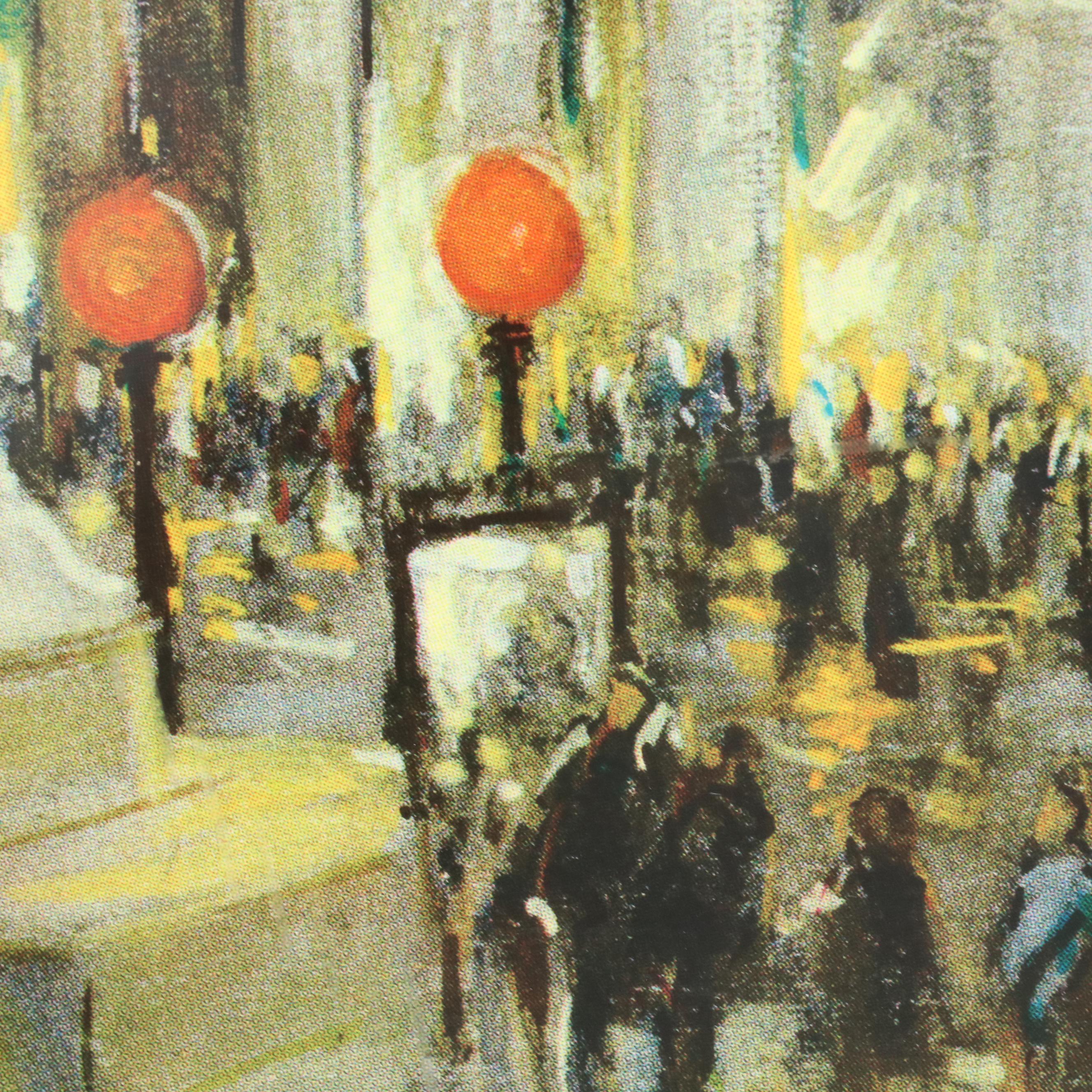 Kamil Kubik Offset Lithograph "Wall Street at Night"