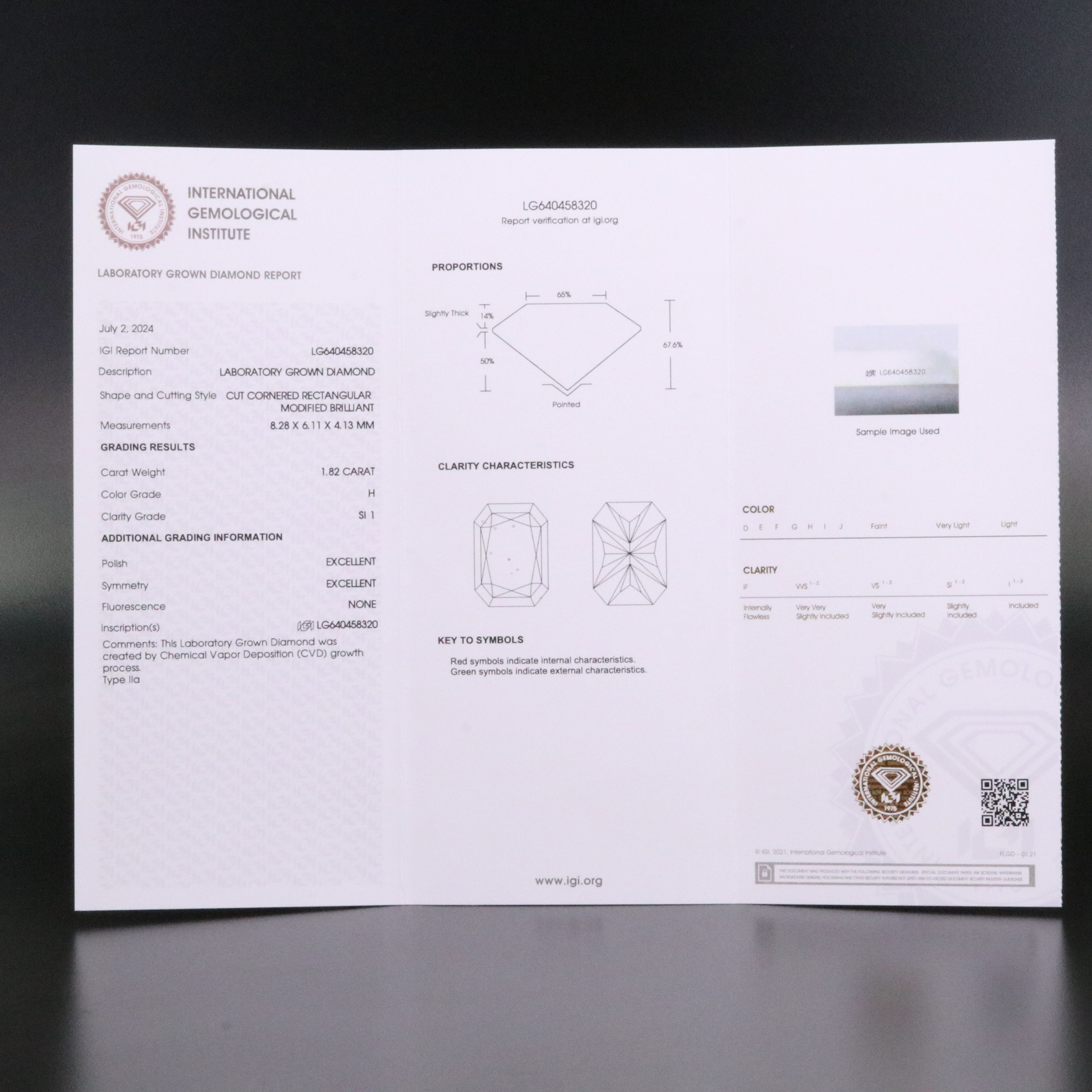 Loose 1.82 CT Lab Grown Diamond with IGI Report