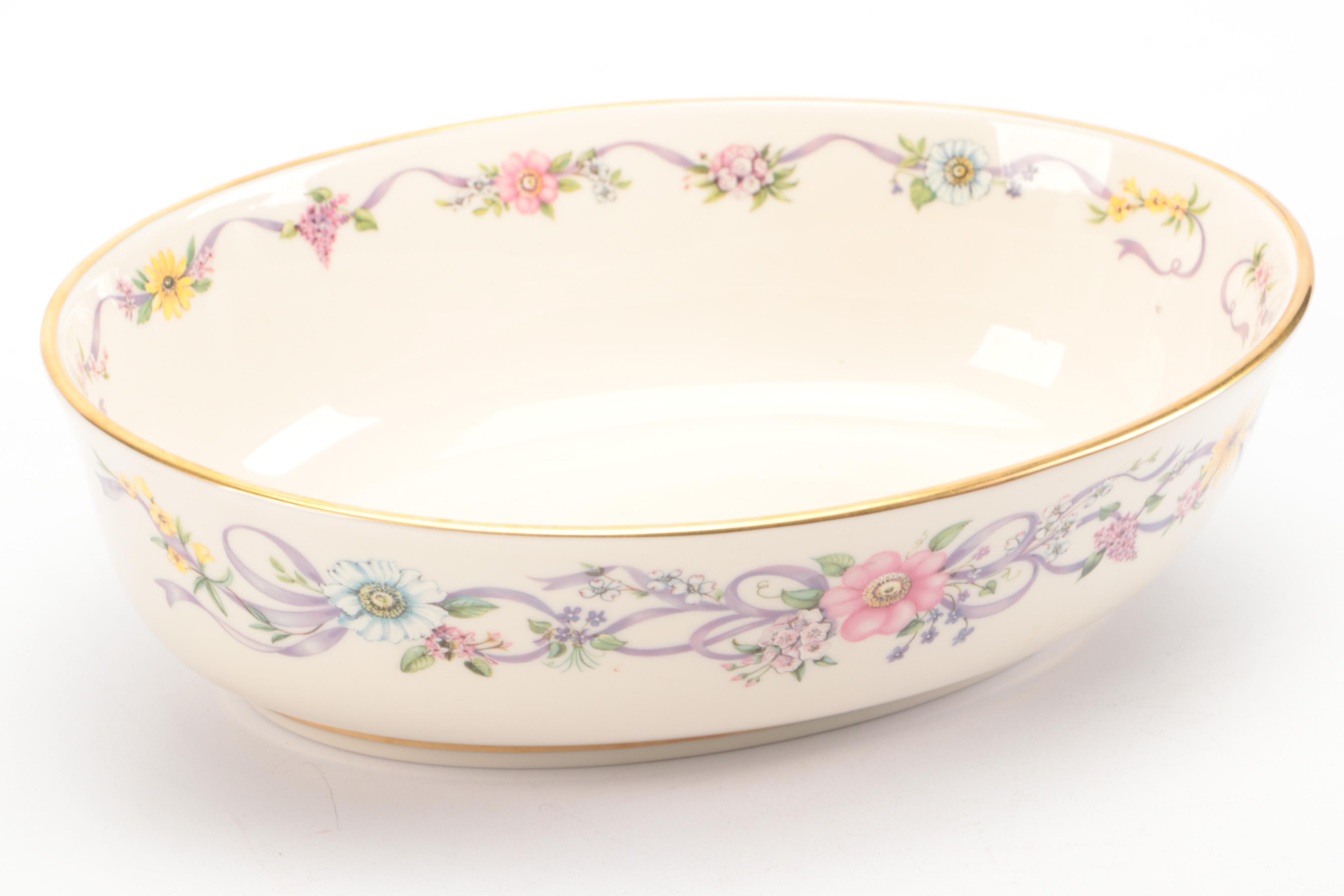 Lenox Porcelain "Constitution" Oval Serving Bowl with Candlesticks