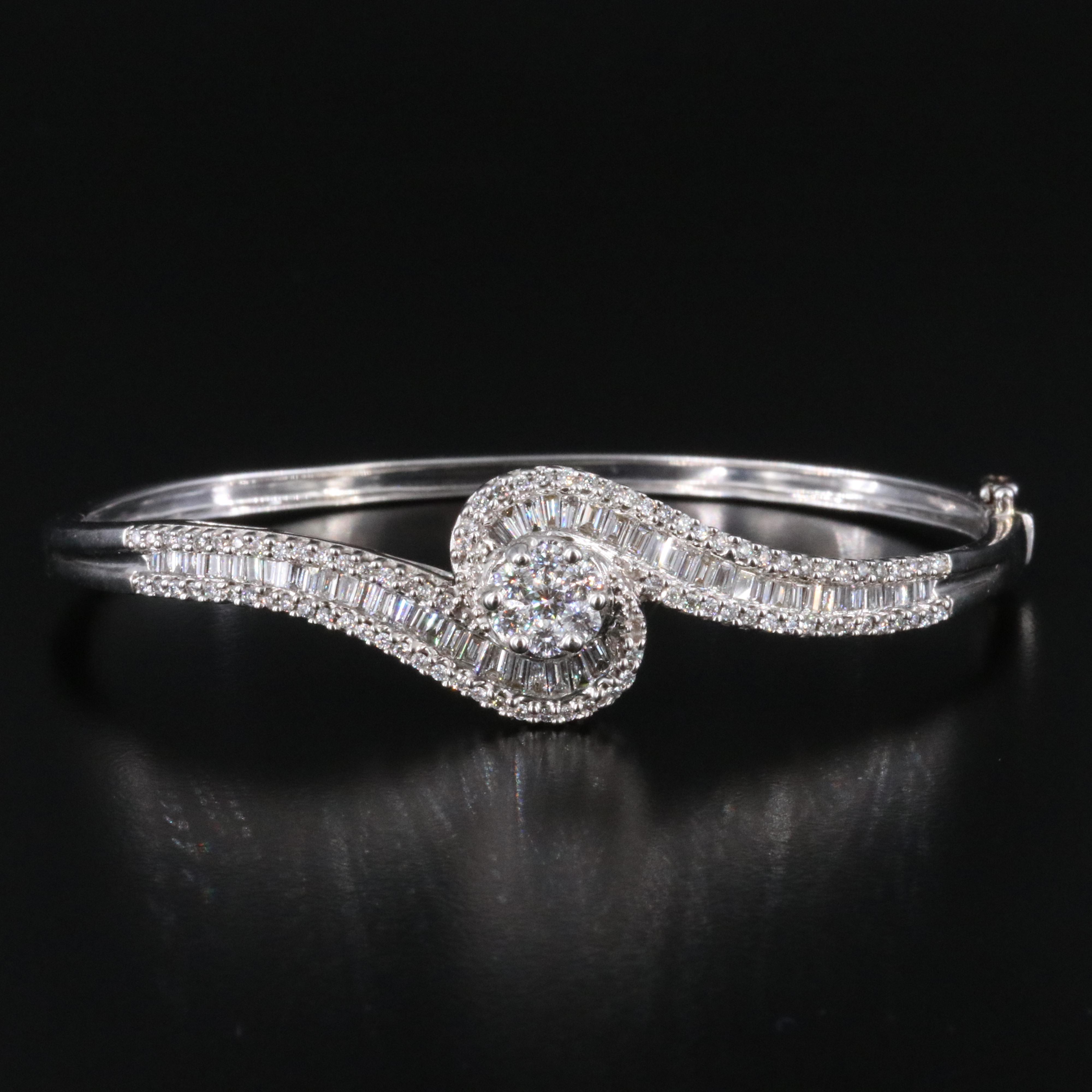 14K 2.16 CTW Diamond Hinged Bangle Bracelet