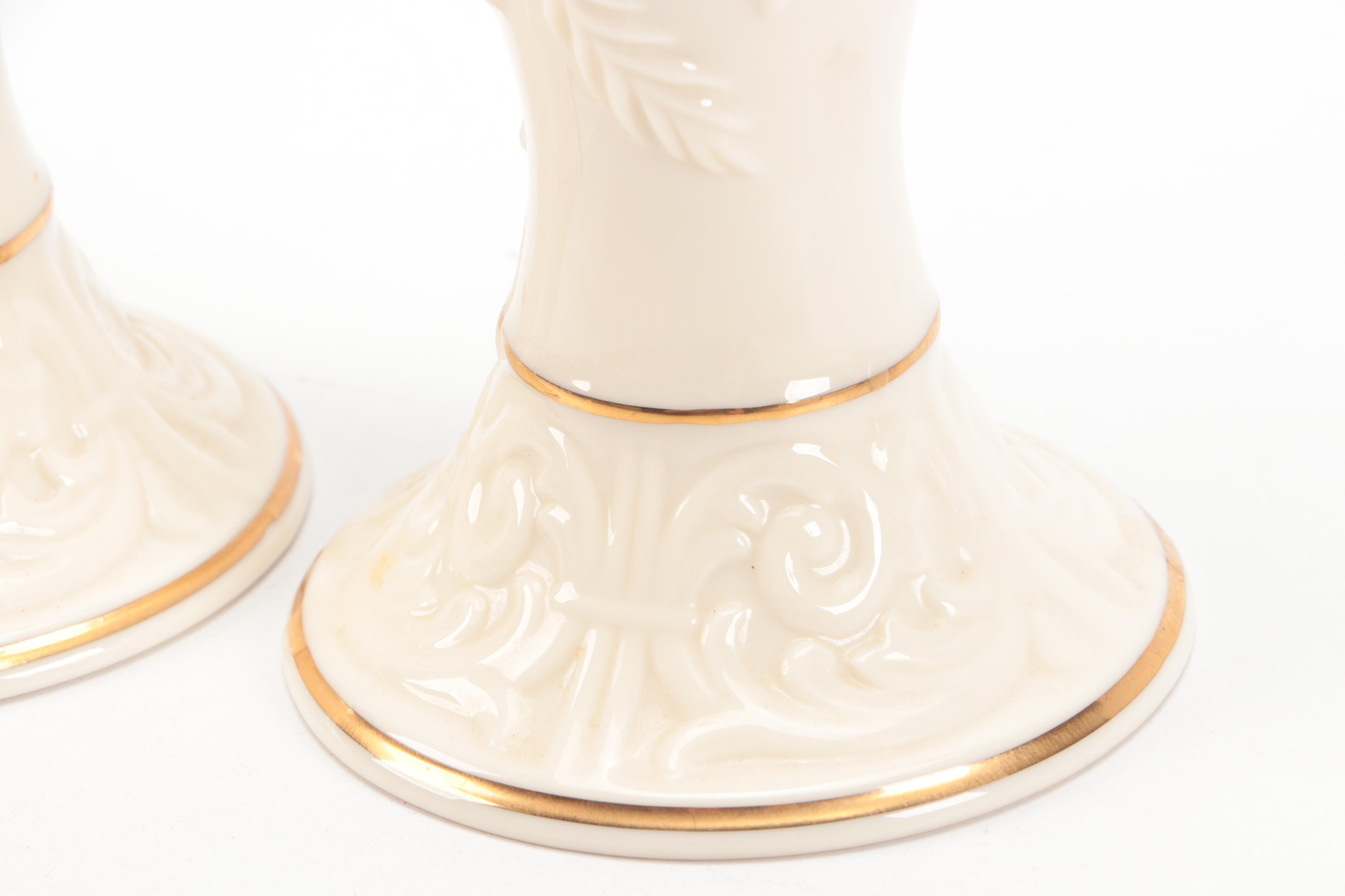 Lenox Porcelain "Constitution" Oval Serving Bowl with Candlesticks