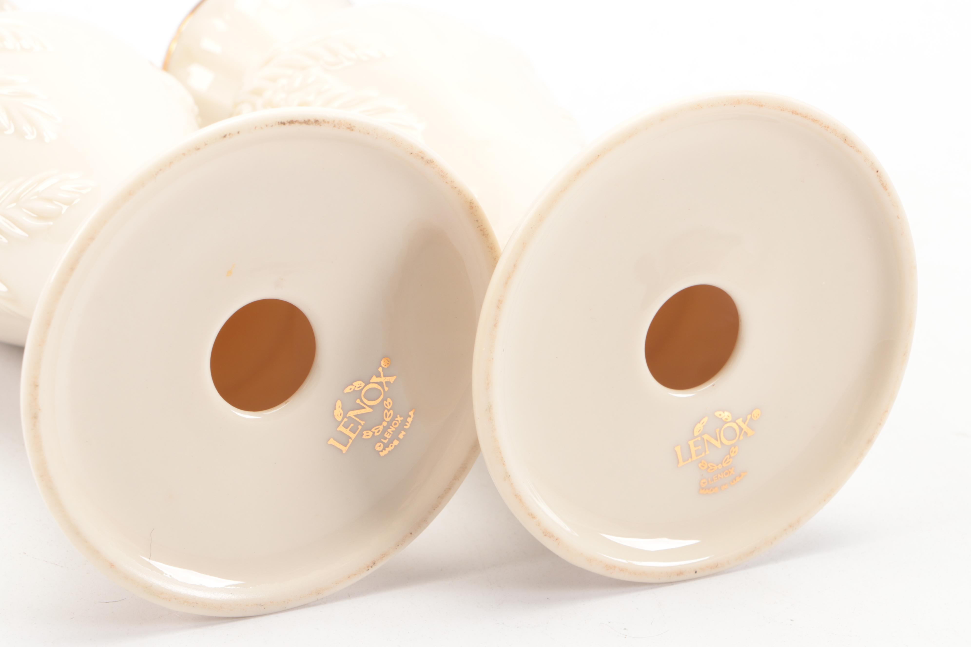 Lenox Porcelain "Constitution" Oval Serving Bowl with Candlesticks