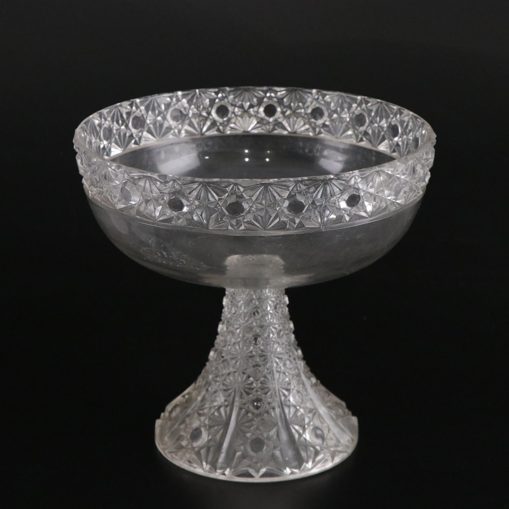 O'Hara Glass EAPG "Bartholdi" Compote with "Diamond Optic" Tumblers and Pitcher