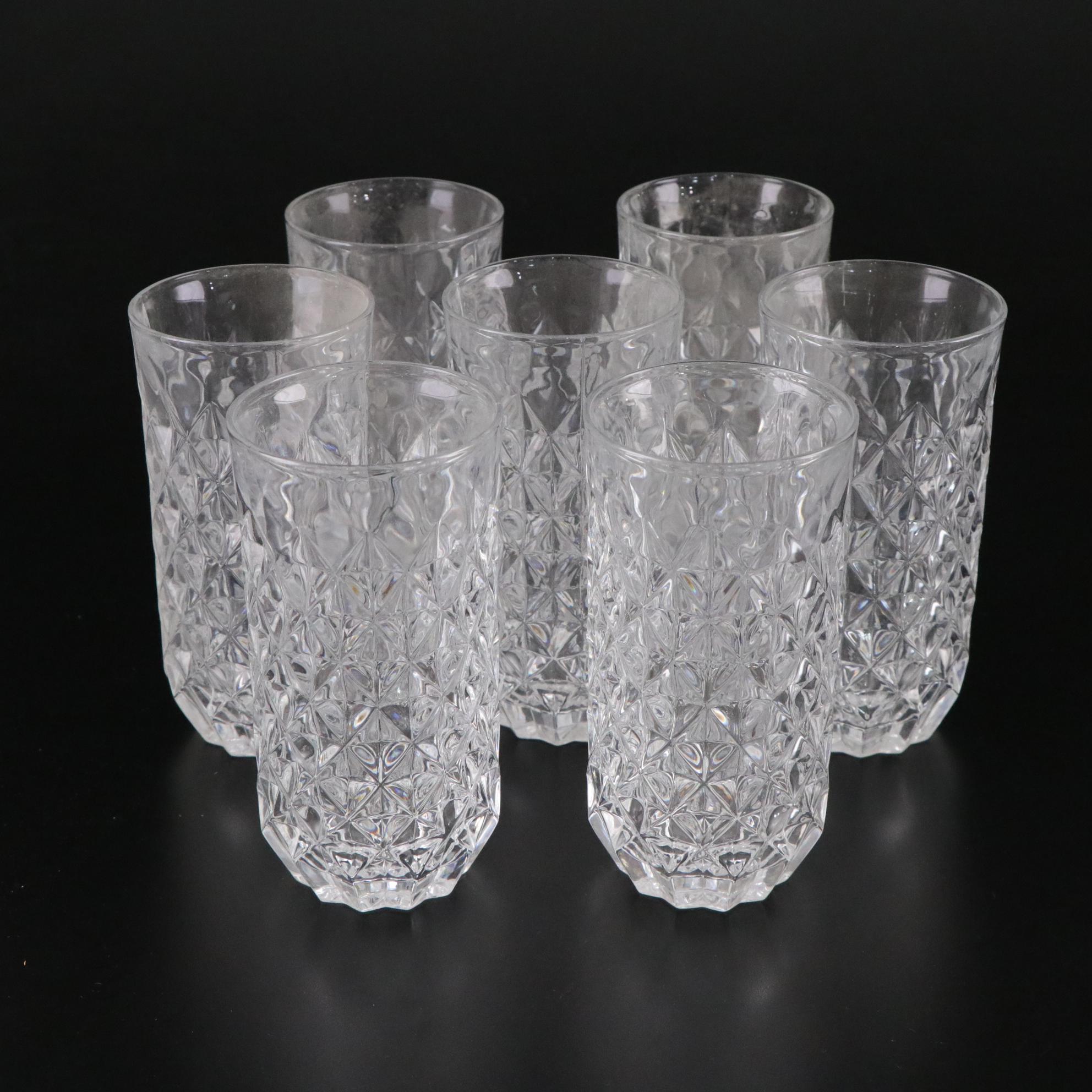 O'Hara Glass EAPG "Bartholdi" Compote with "Diamond Optic" Tumblers and Pitcher