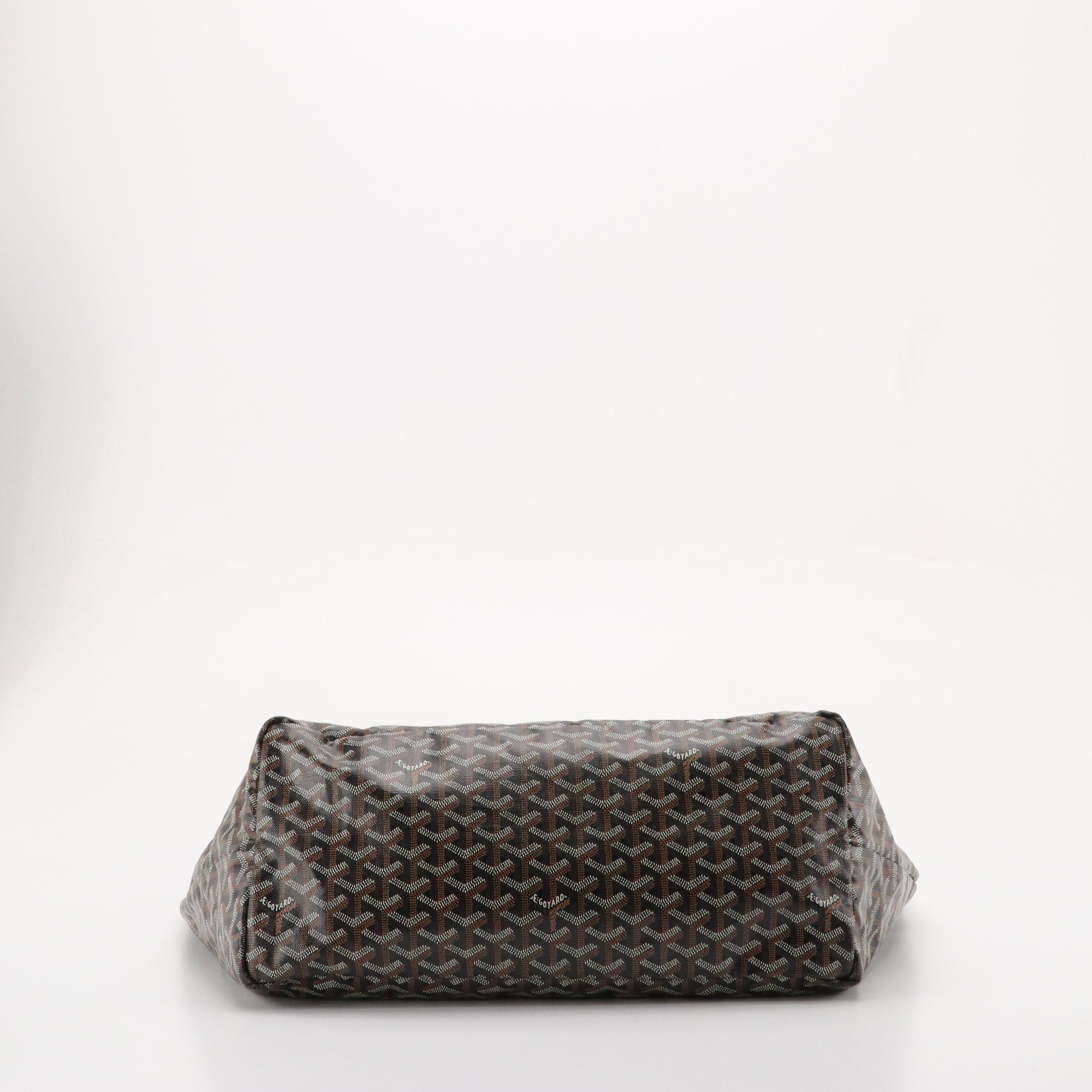 Goyard St. Louis GM Tote in Goyardine Chevron Canvas with Leather Trim and Pouch