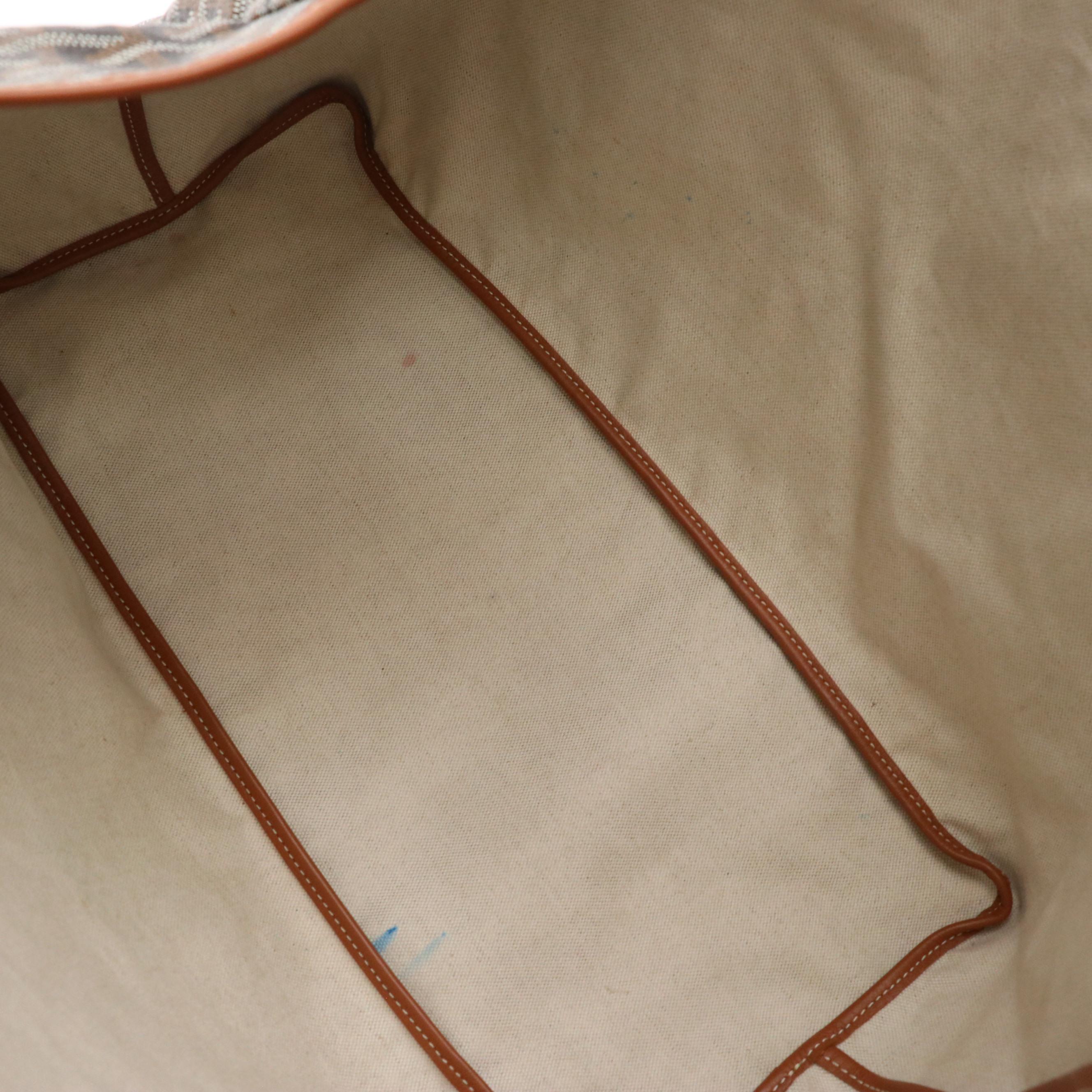 Goyard St. Louis GM Tote in Goyardine Chevron Canvas with Leather Trim and Pouch