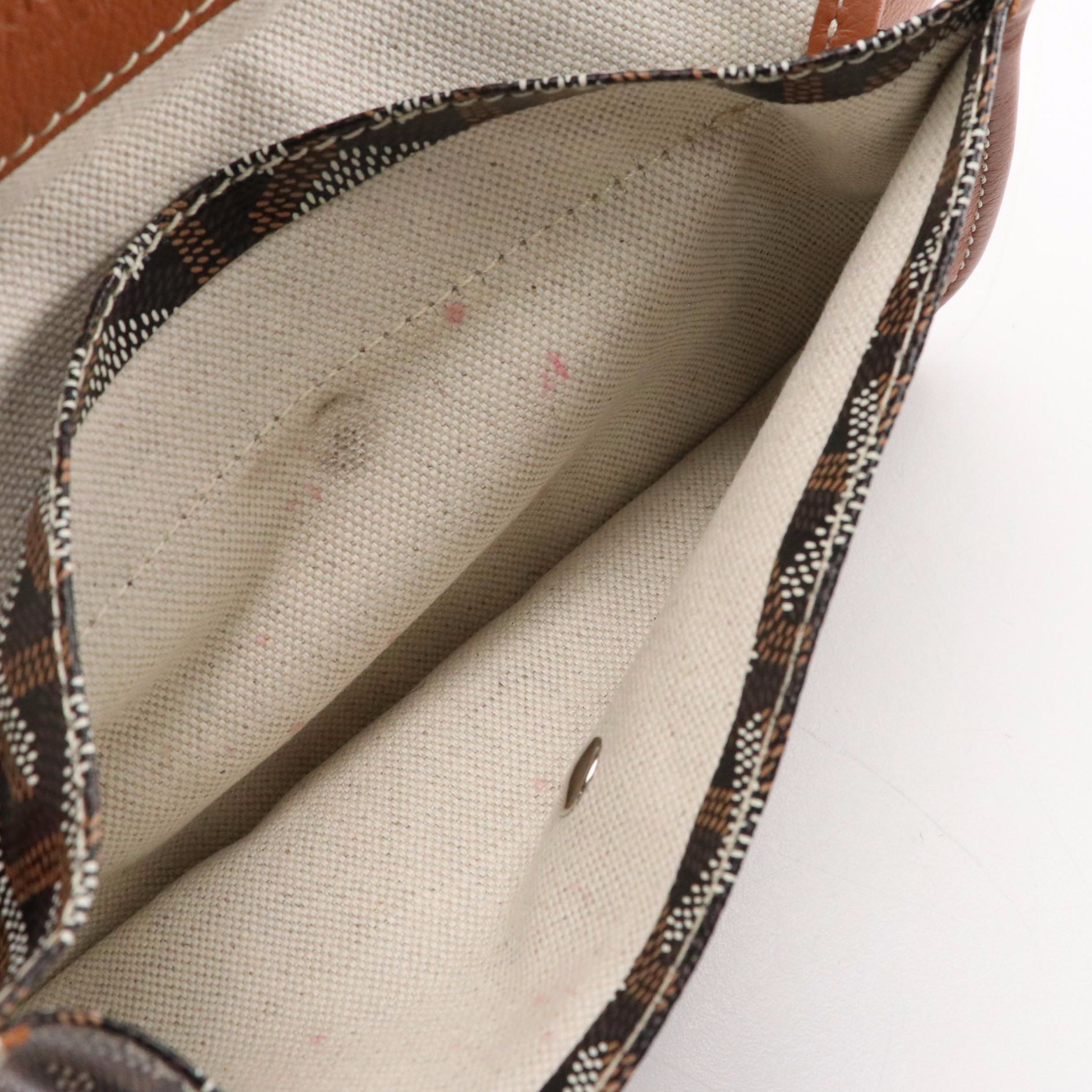 Goyard St. Louis GM Tote in Goyardine Chevron Canvas with Leather Trim and Pouch