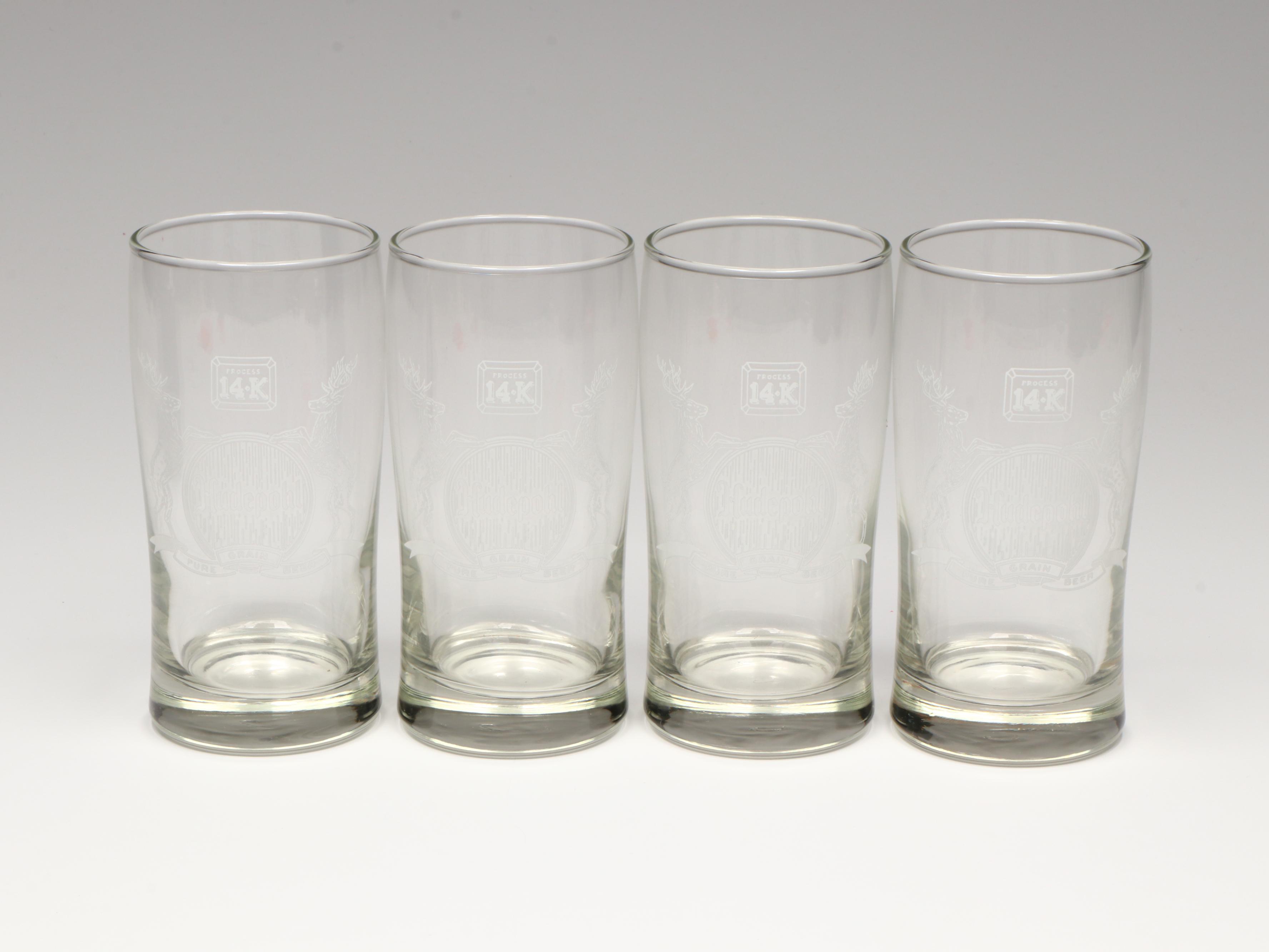 Hudepohl Beer Glass Tumblers with Playboy Club Ashtray and Musical Jug