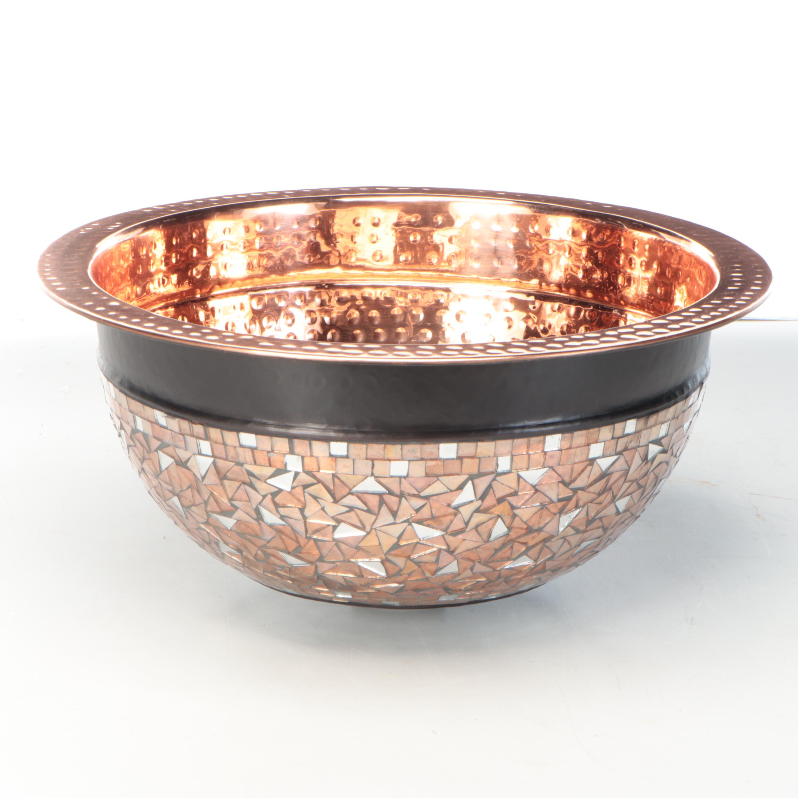 Contemporary Mosaic and Copper Bathroom Sink