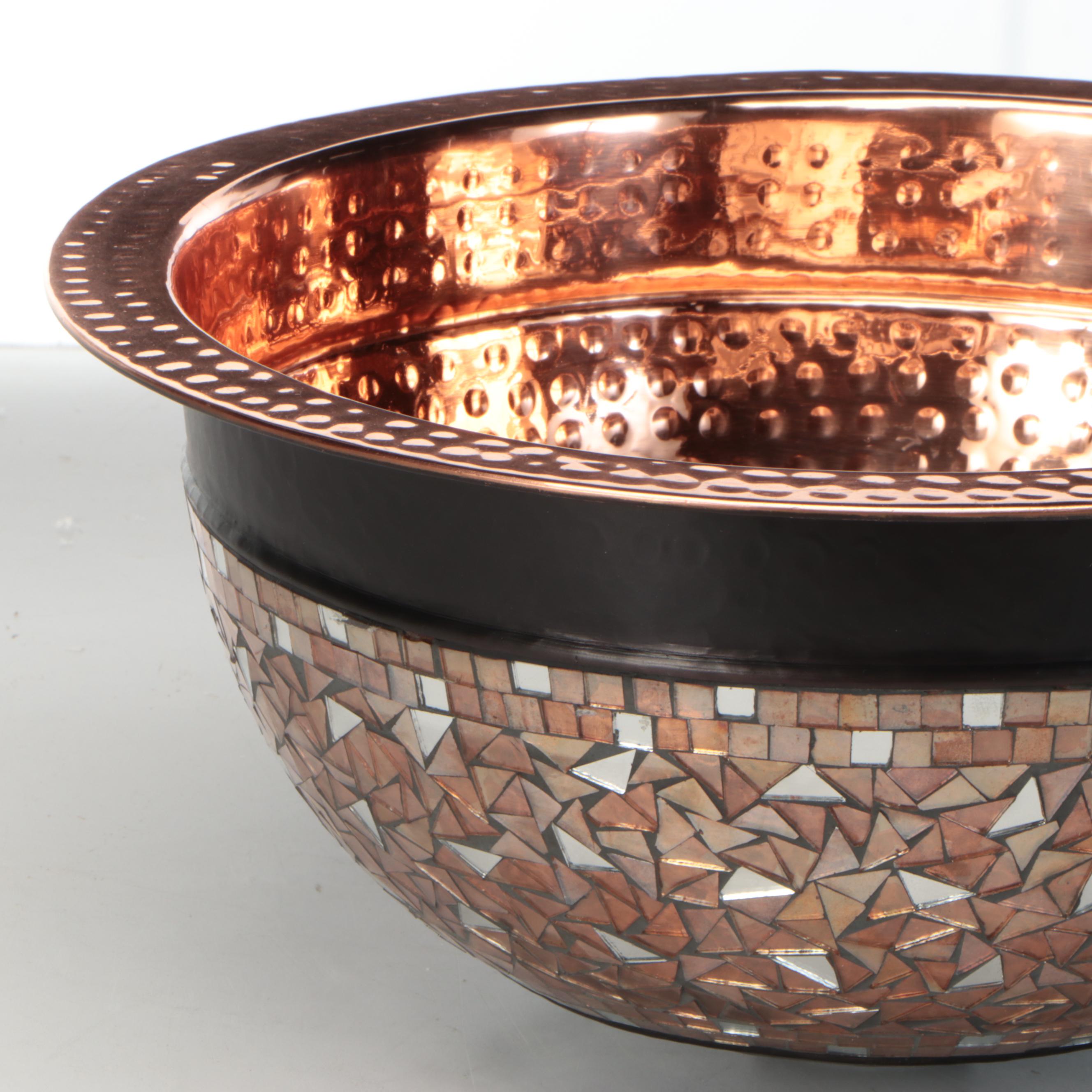 Contemporary Mosaic and Copper Bathroom Sink