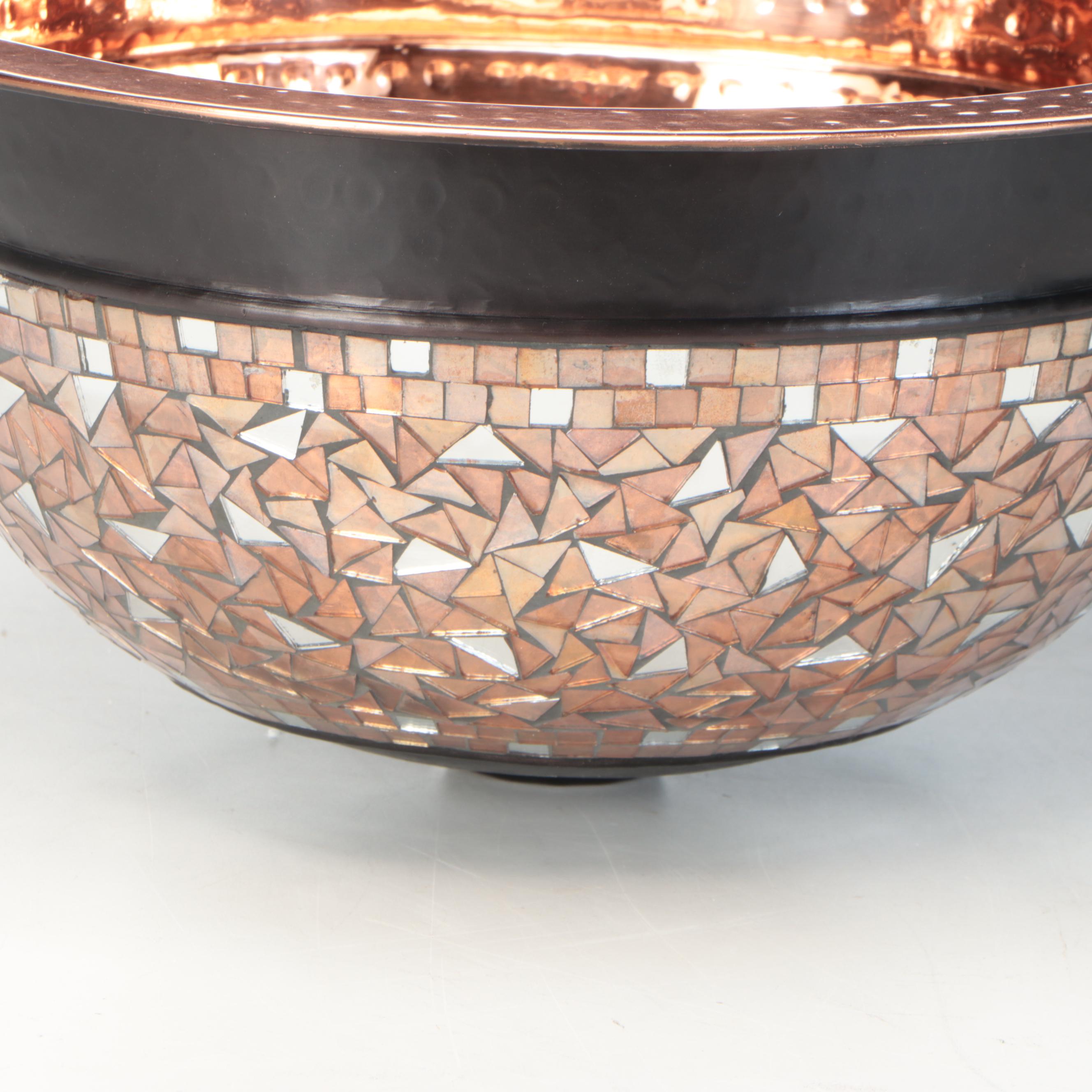 Contemporary Mosaic and Copper Bathroom Sink