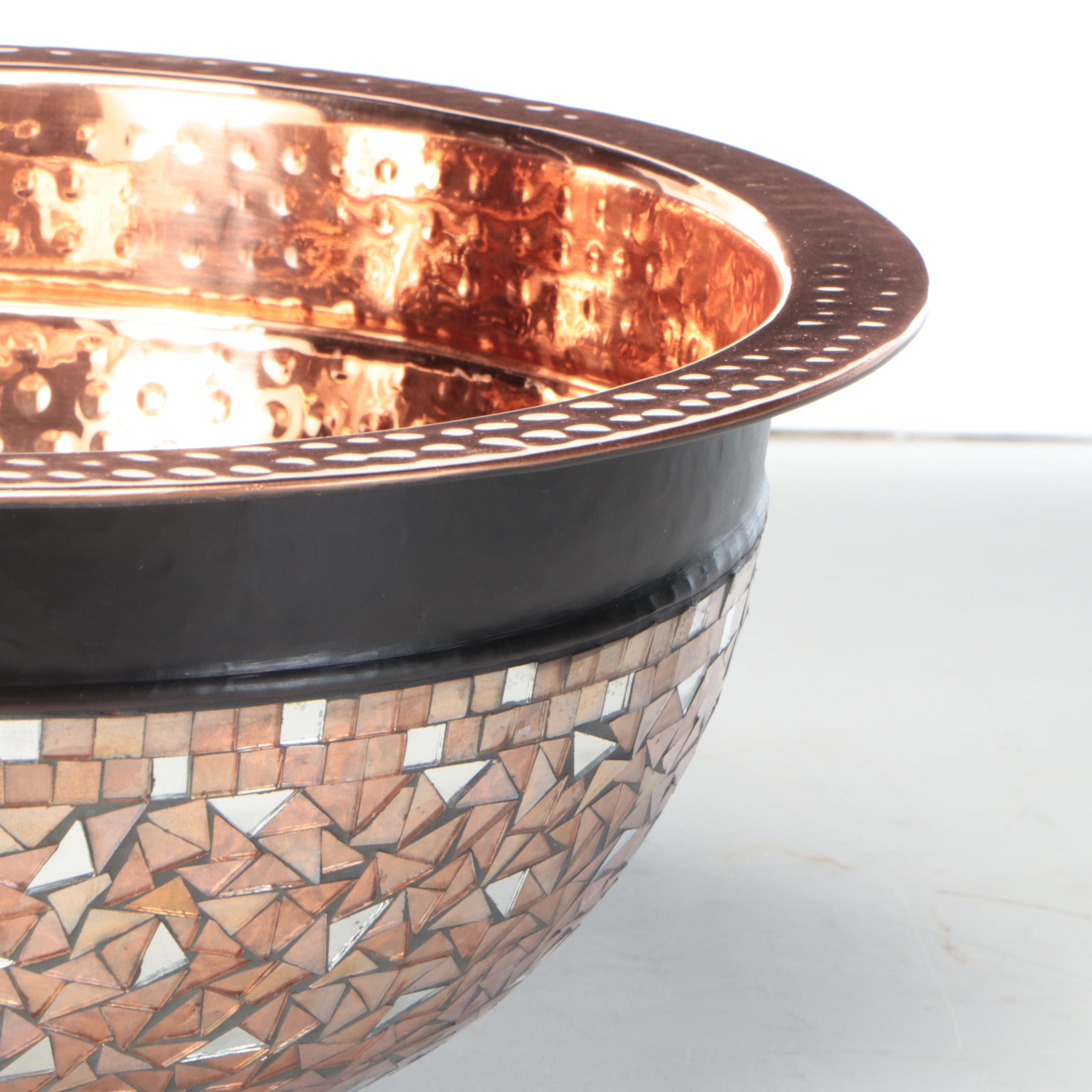 Contemporary Mosaic and Copper Bathroom Sink