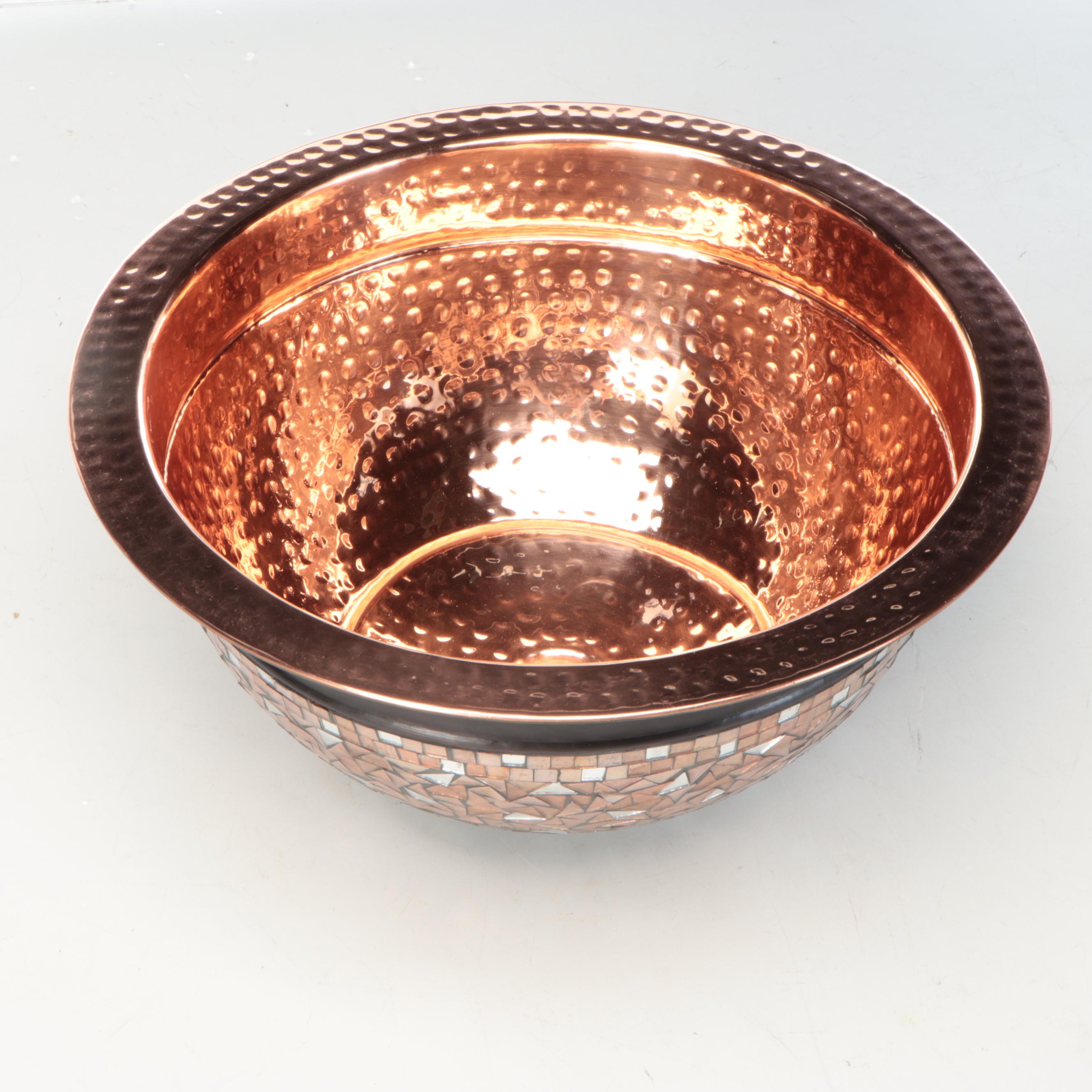 Contemporary Mosaic and Copper Bathroom Sink