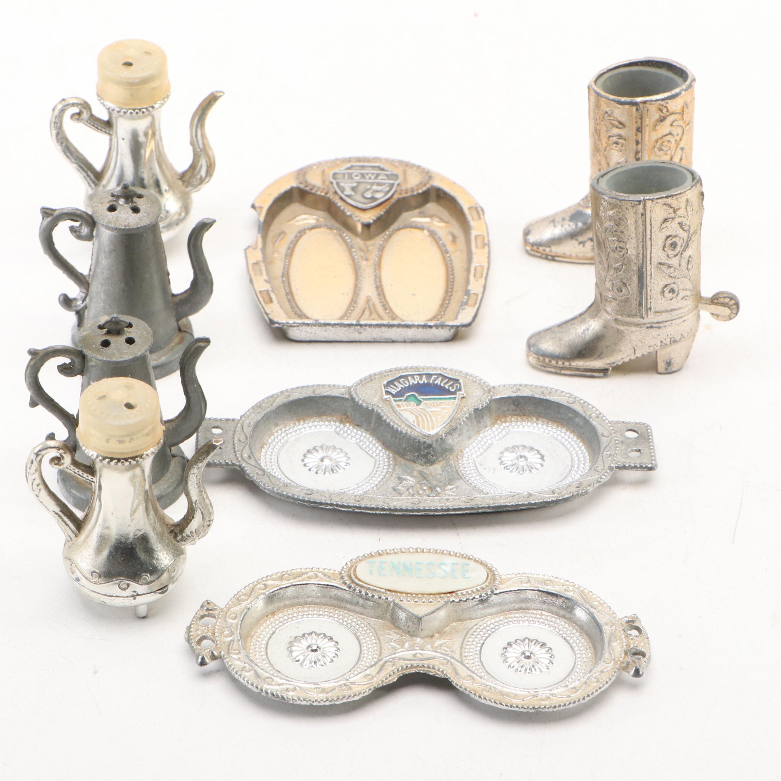 Souvenir Cast Metal Salt and Pepper Shakers