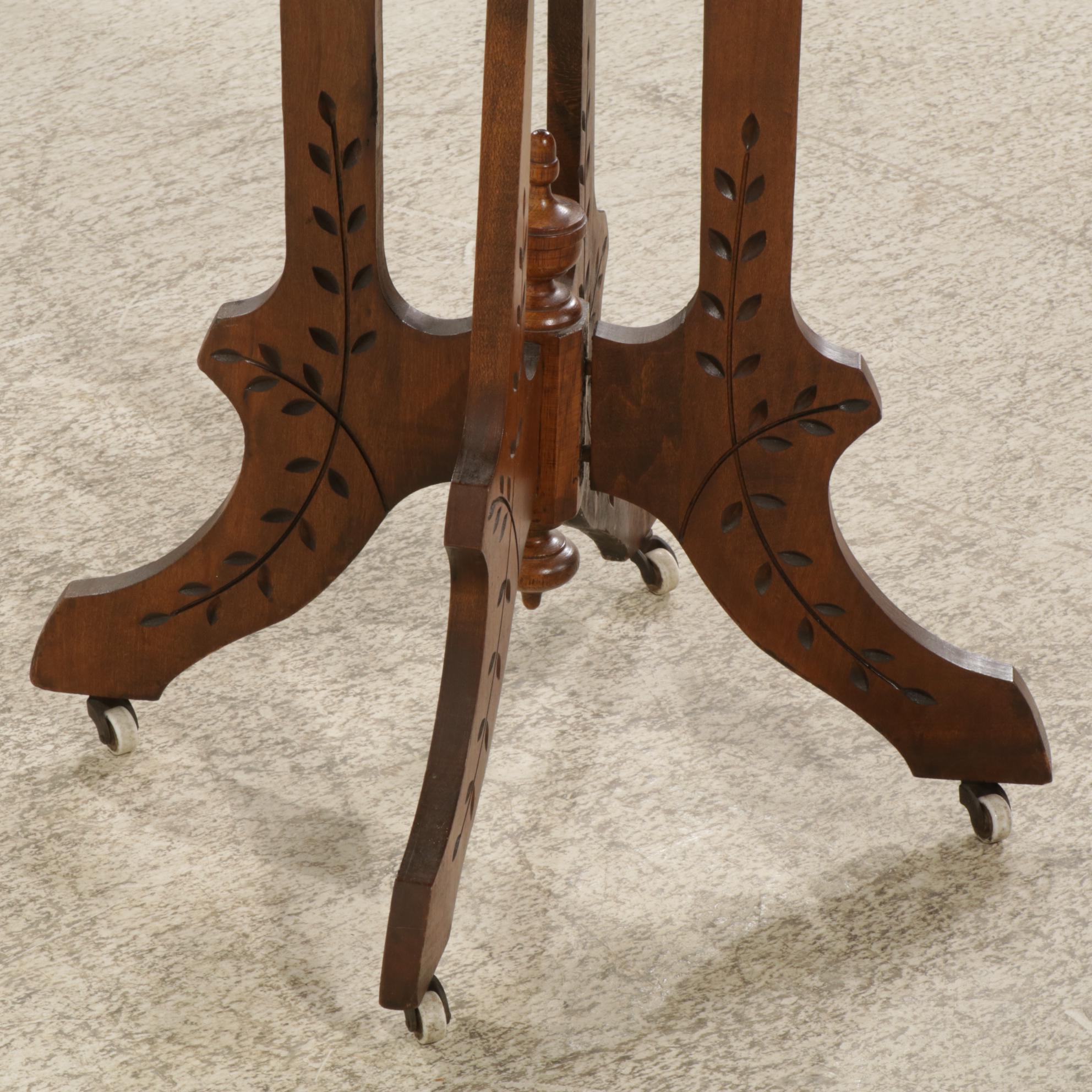 Victorian Eastlake Style Side Table with Carved Decorations, Late 19th Century
