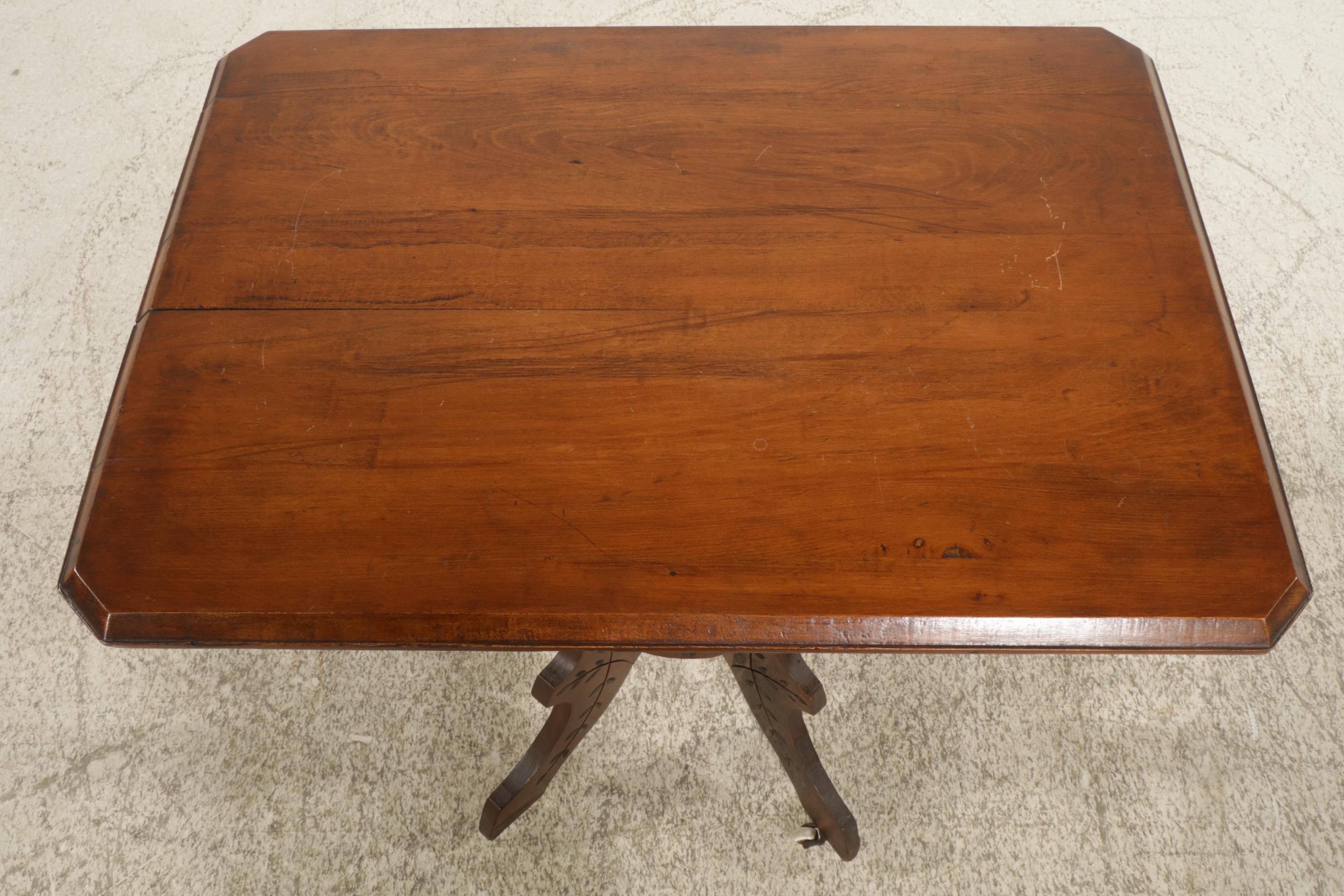Victorian Eastlake Style Side Table with Carved Decorations, Late 19th Century