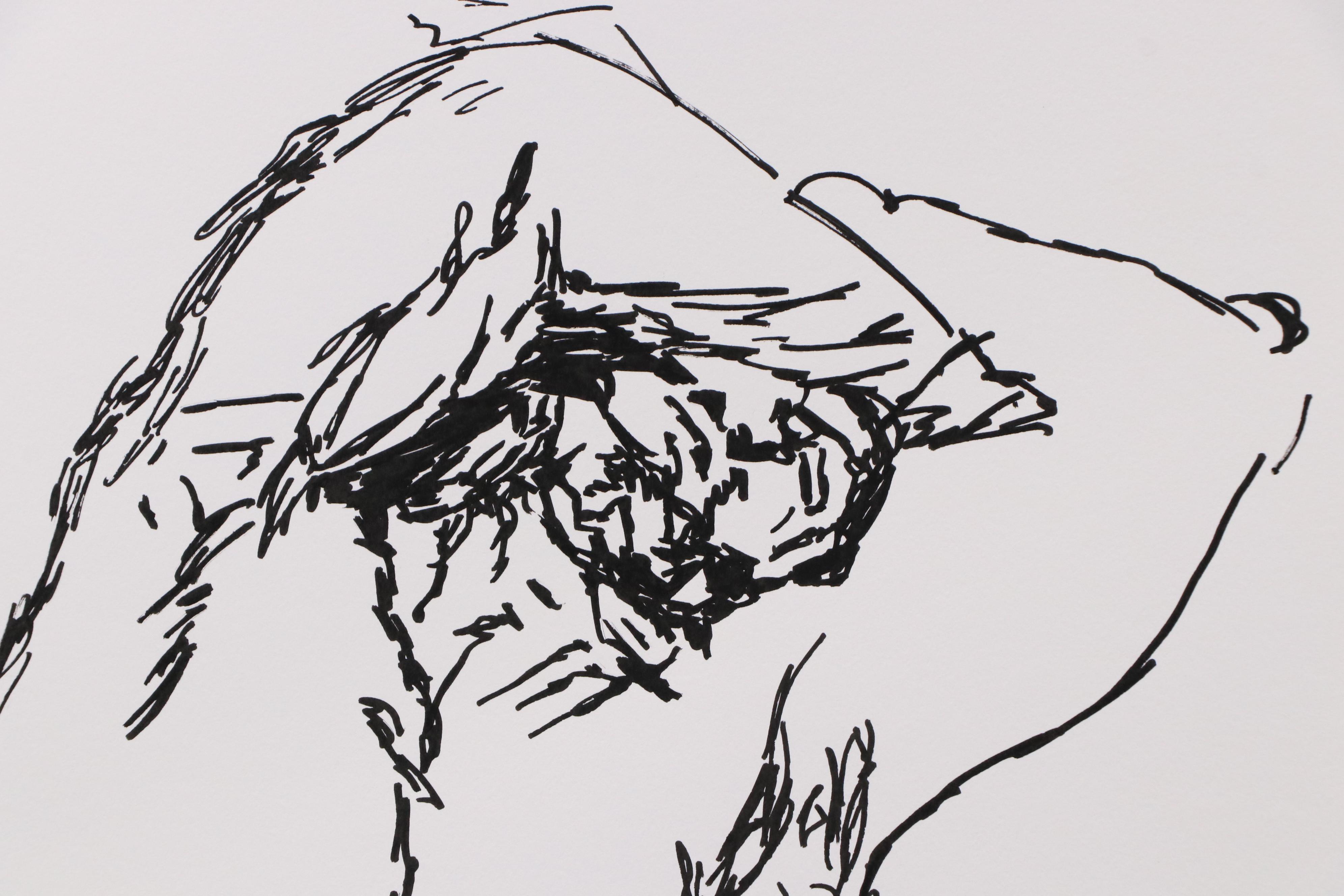 deSanto Stylized Figural Stylized Ink Drawing "The Quiet Collapse," 2025