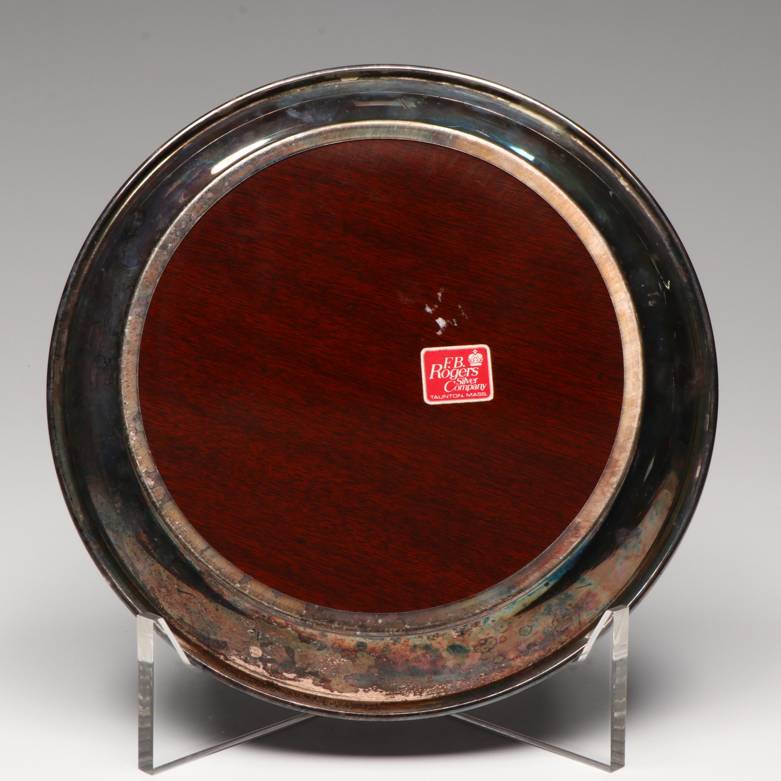 F. B. Rogers and Wm. Rogers Silver Rimmed Round Trays, Mid to Late 20th Century