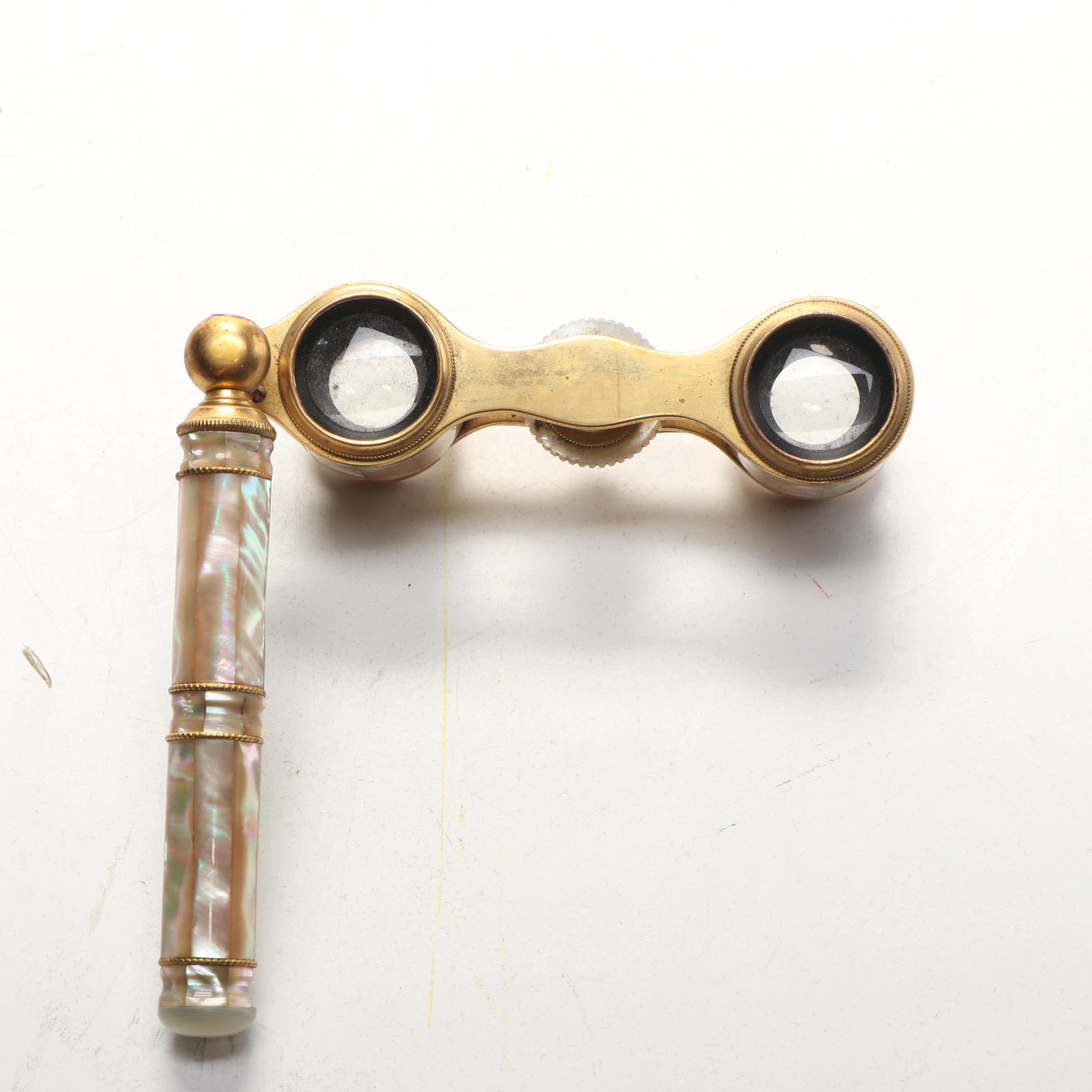 French Mother-of-Pearl and Brass Opera Glasses, Late 19th/ Early 20th Century