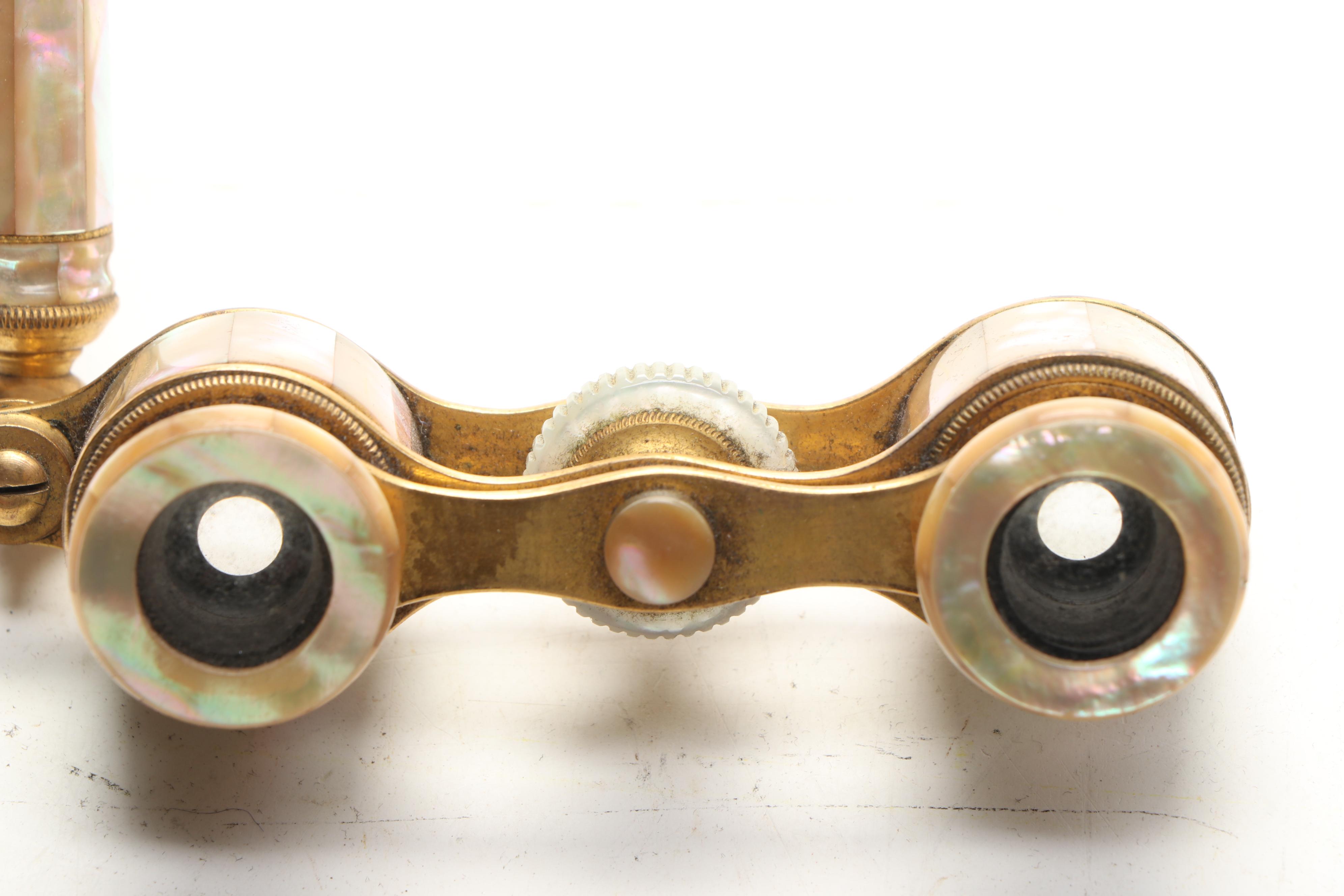 French Mother-of-Pearl and Brass Opera Glasses, Late 19th/ Early 20th Century