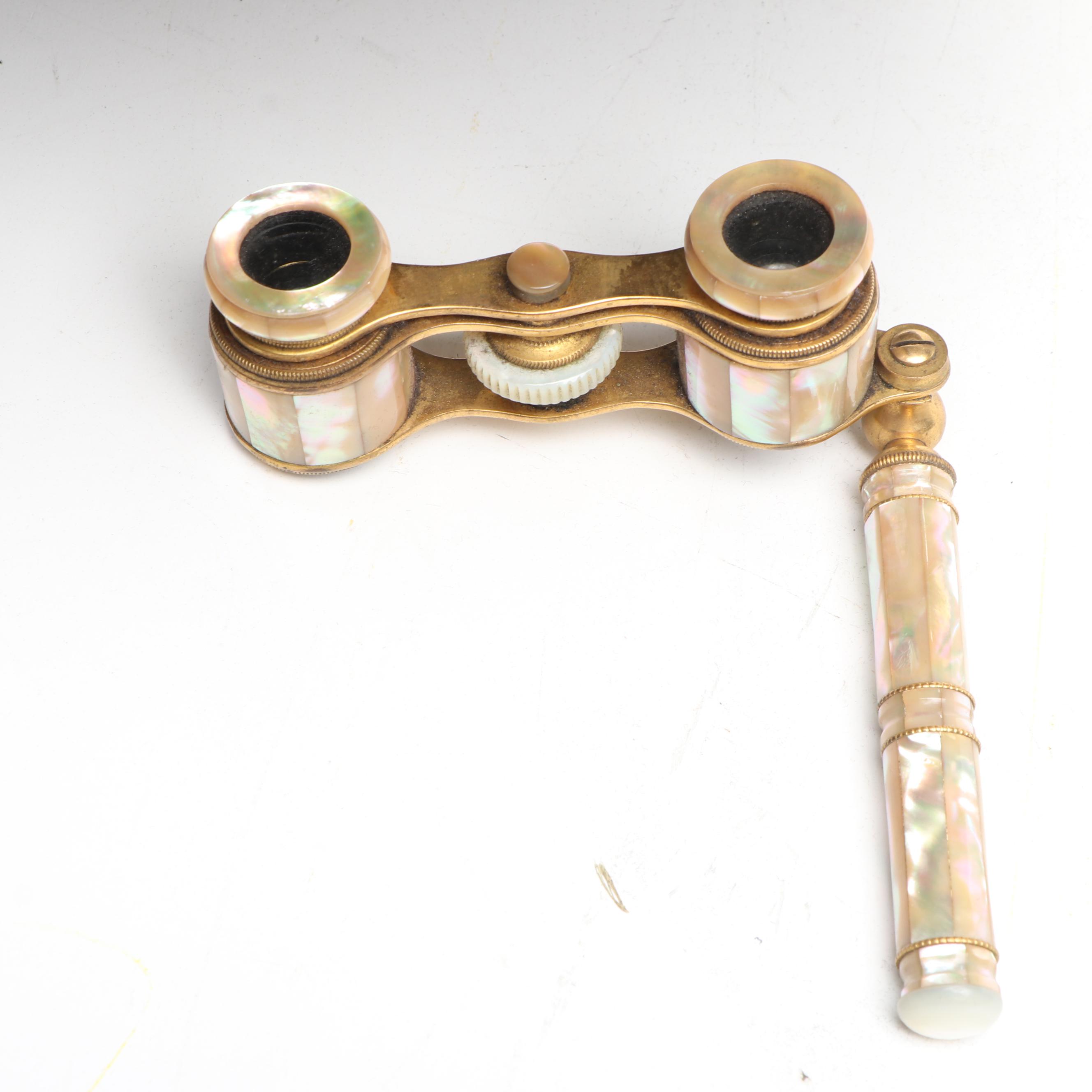 French Mother-of-Pearl and Brass Opera Glasses, Late 19th/ Early 20th Century