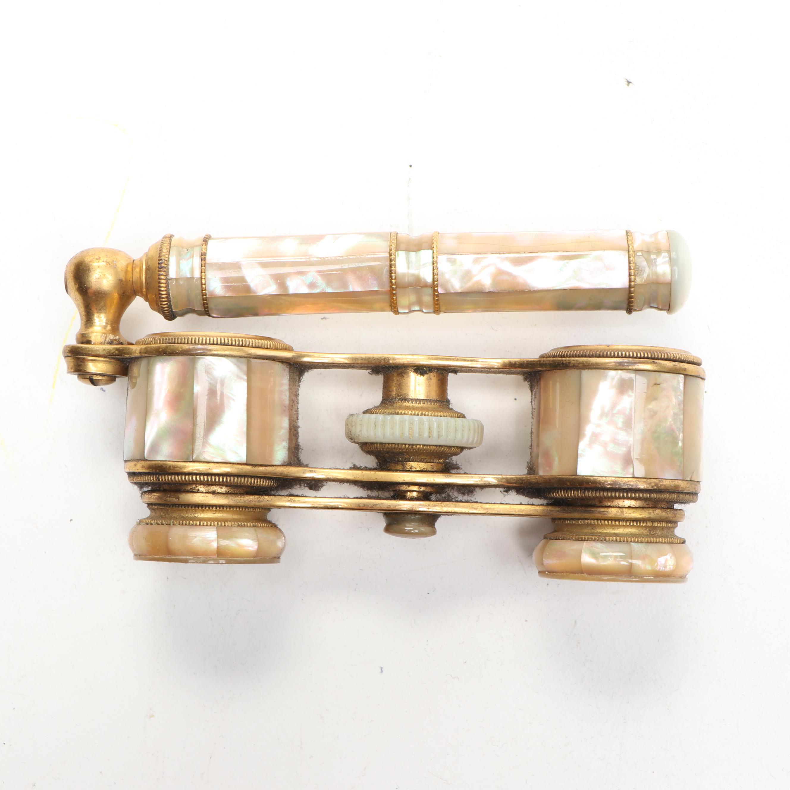 French Mother-of-Pearl and Brass Opera Glasses, Late 19th/ Early 20th Century
