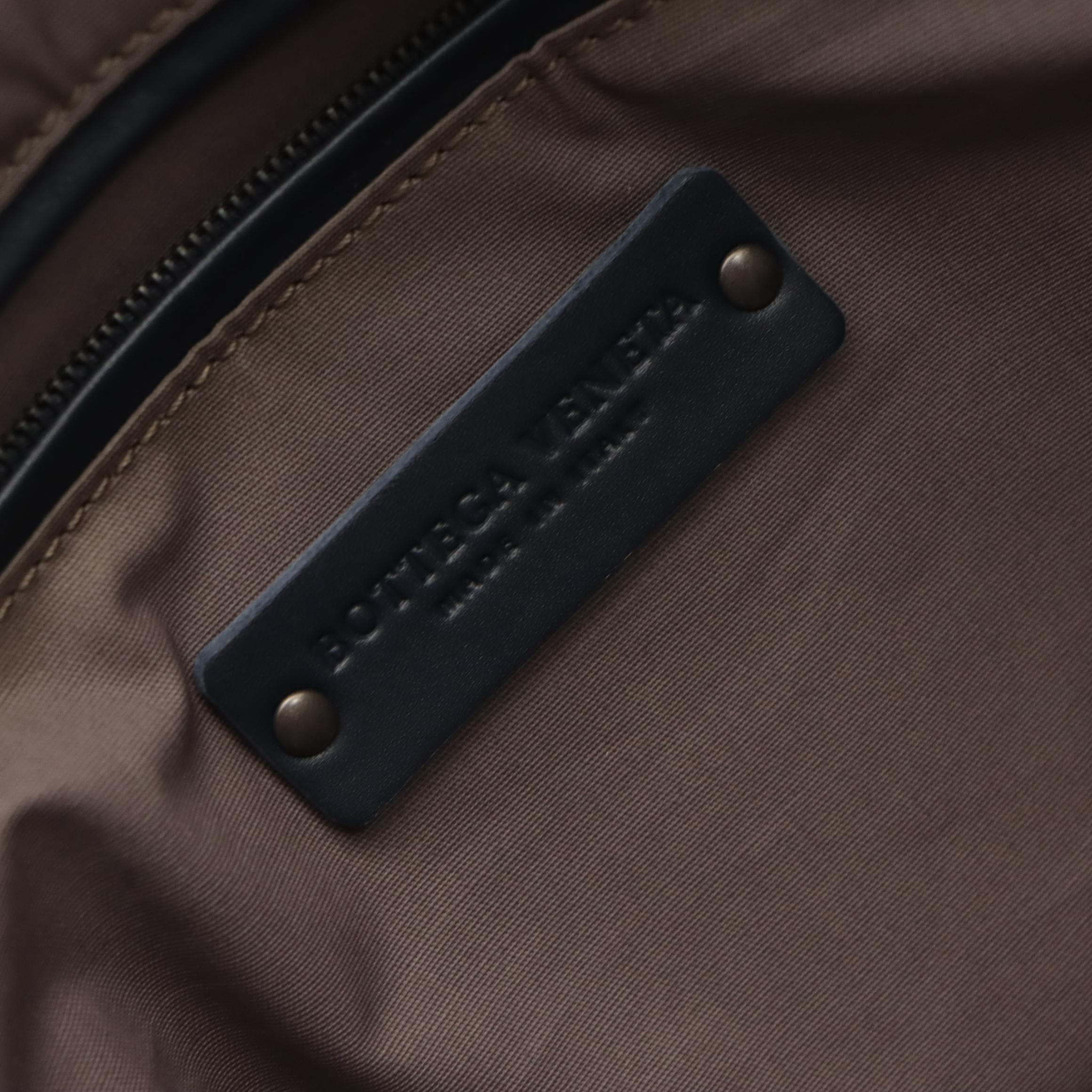 Bottega Veneta Navy Intrecciato Leather Dual Flap Pocket Large Shoulder Bag