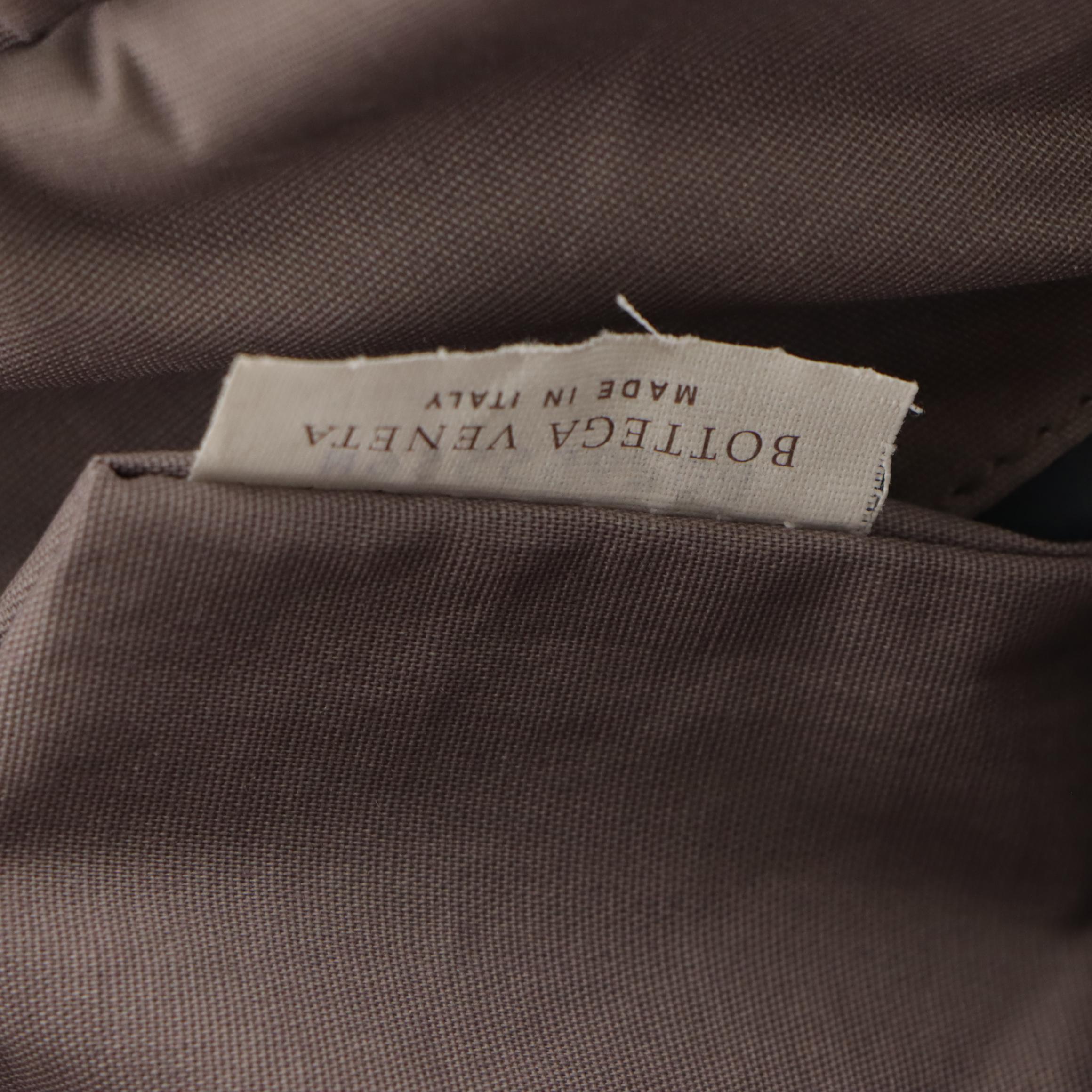 Bottega Veneta Navy Intrecciato Leather Dual Flap Pocket Large Shoulder Bag