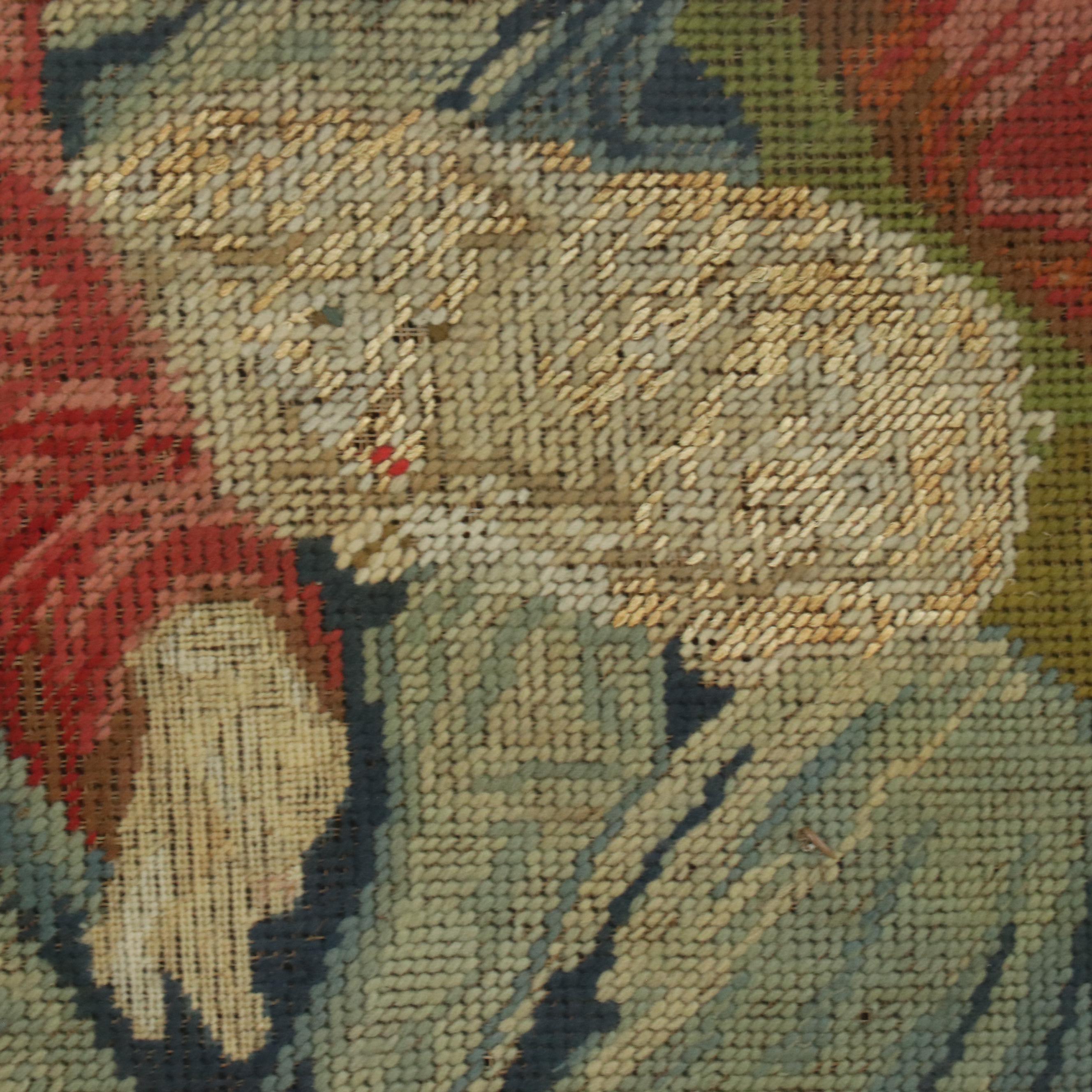 Victorian Needlework Tapestry of Jesus as Shepherd