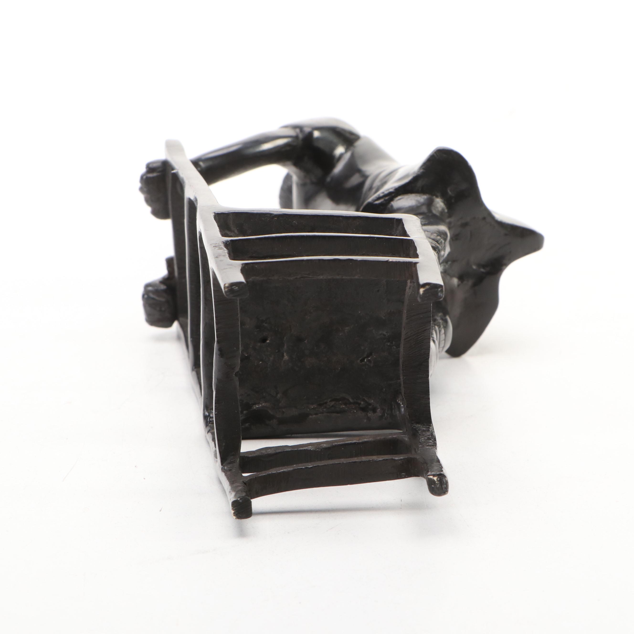 Reproduction Cast Bronze Sculpture After Juan Clara of Child Standing on Chair