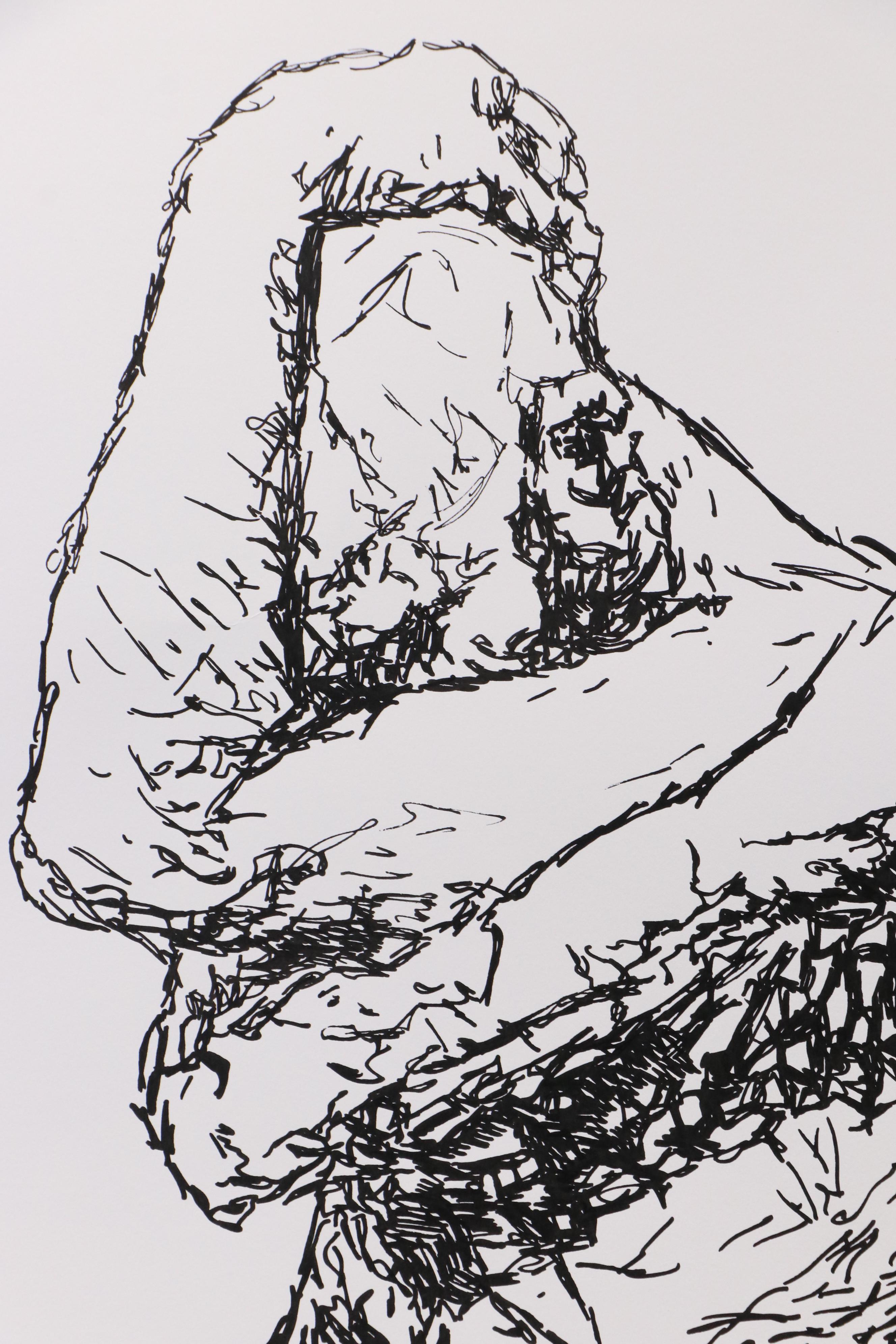 deSanto Stylized Figural Stylized Ink Drawing "Within the Fold," 2025