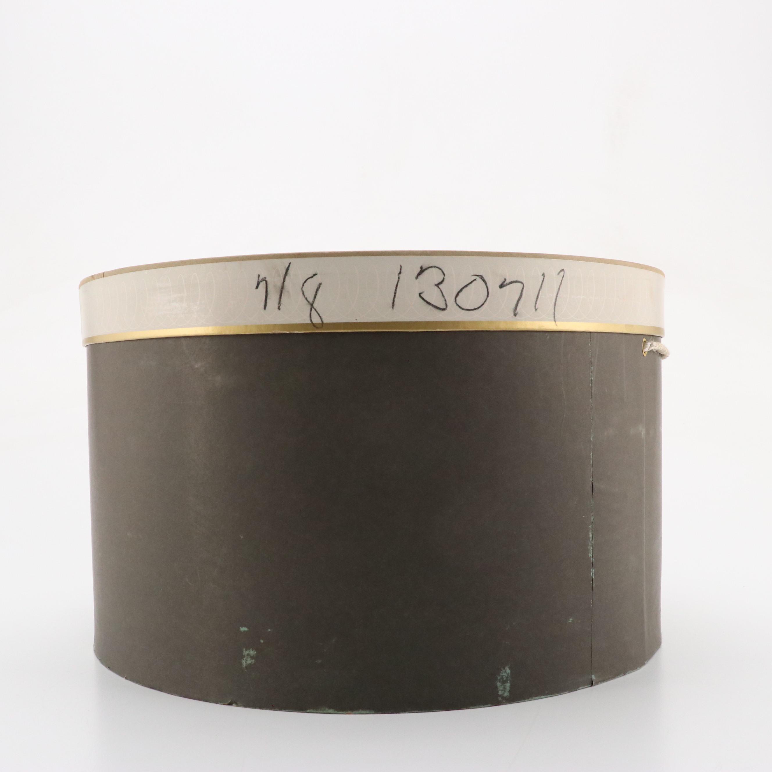 Frank Olive White Helmet Cloche and Betmar Purple Fedora with Hat Box