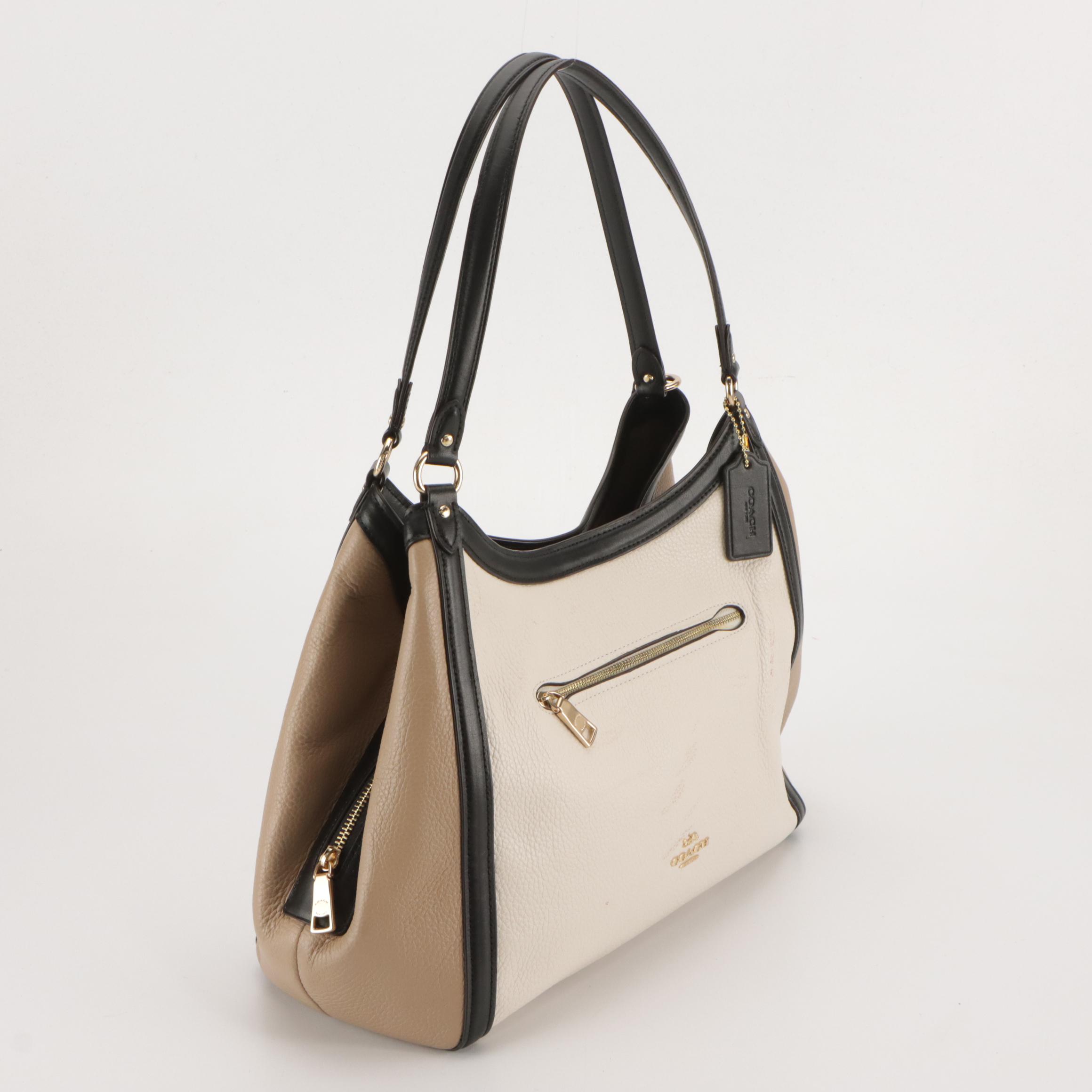 Coach Black Leather 'Phoebe' Satchel Bag and Color-Blocked Leather 'Kristy' Bag