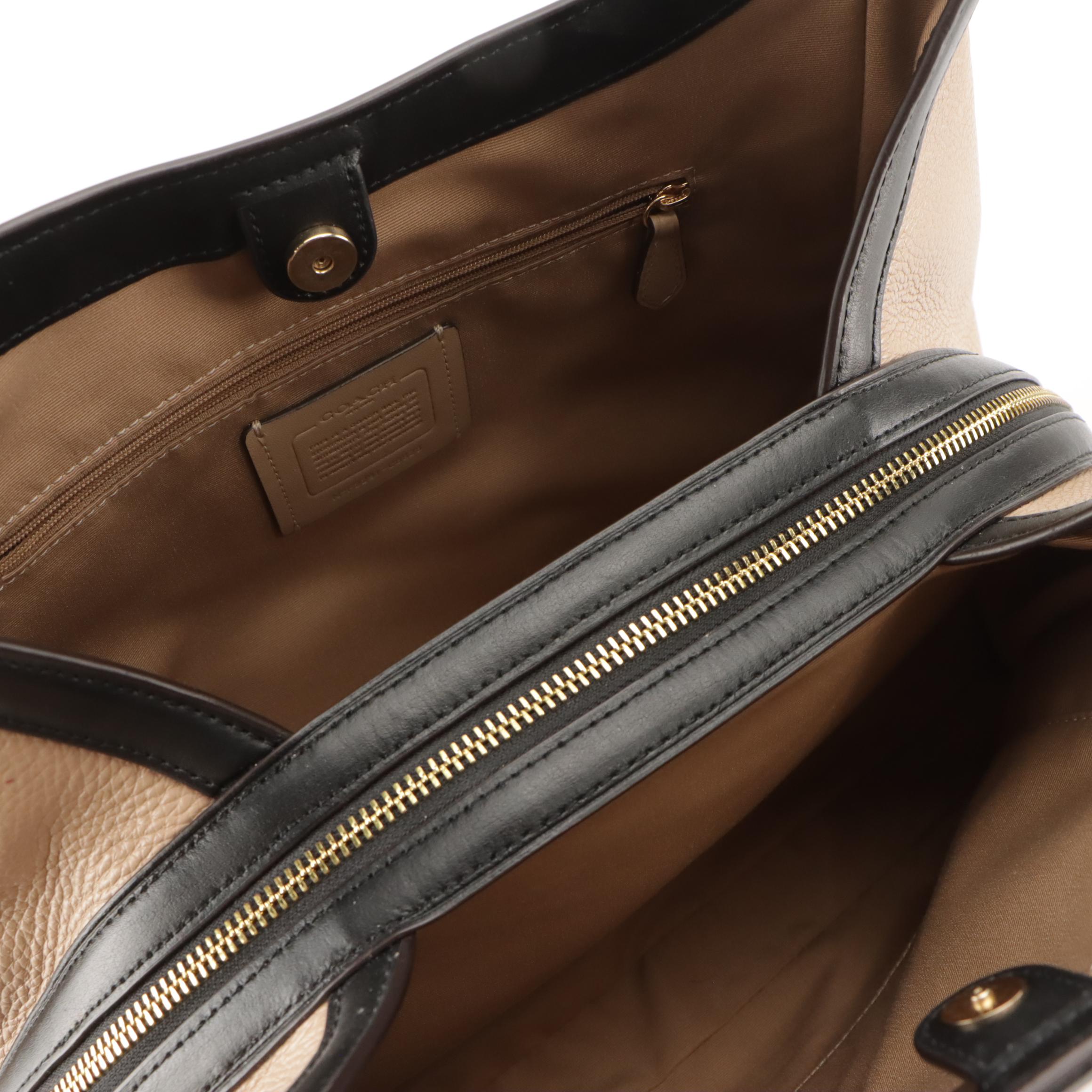 Coach Black Leather 'Phoebe' Satchel Bag and Color-Blocked Leather 'Kristy' Bag