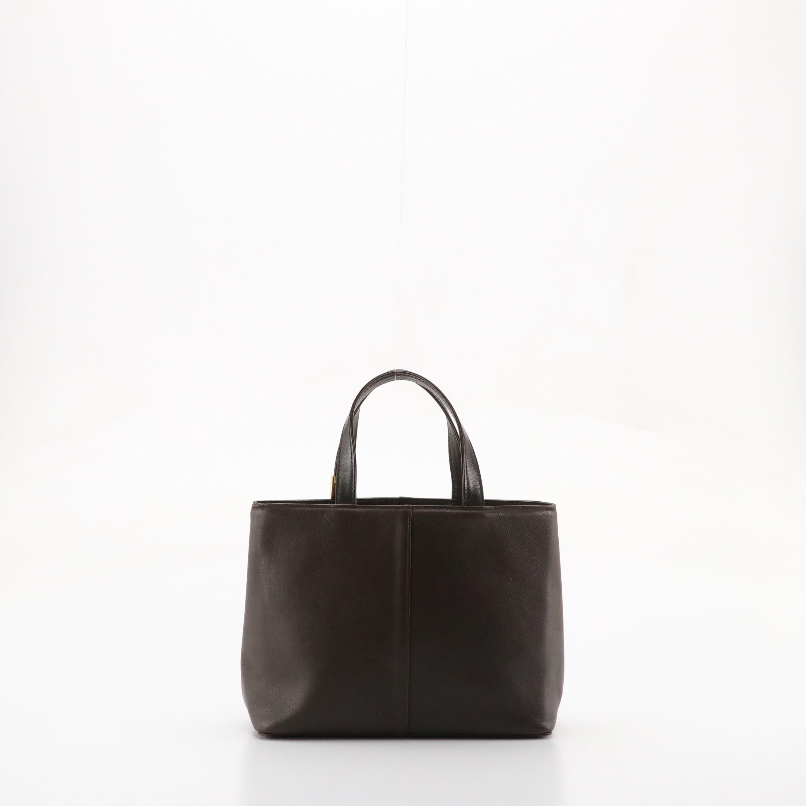 Burberry Brown Grain Leather Top Handle Bag