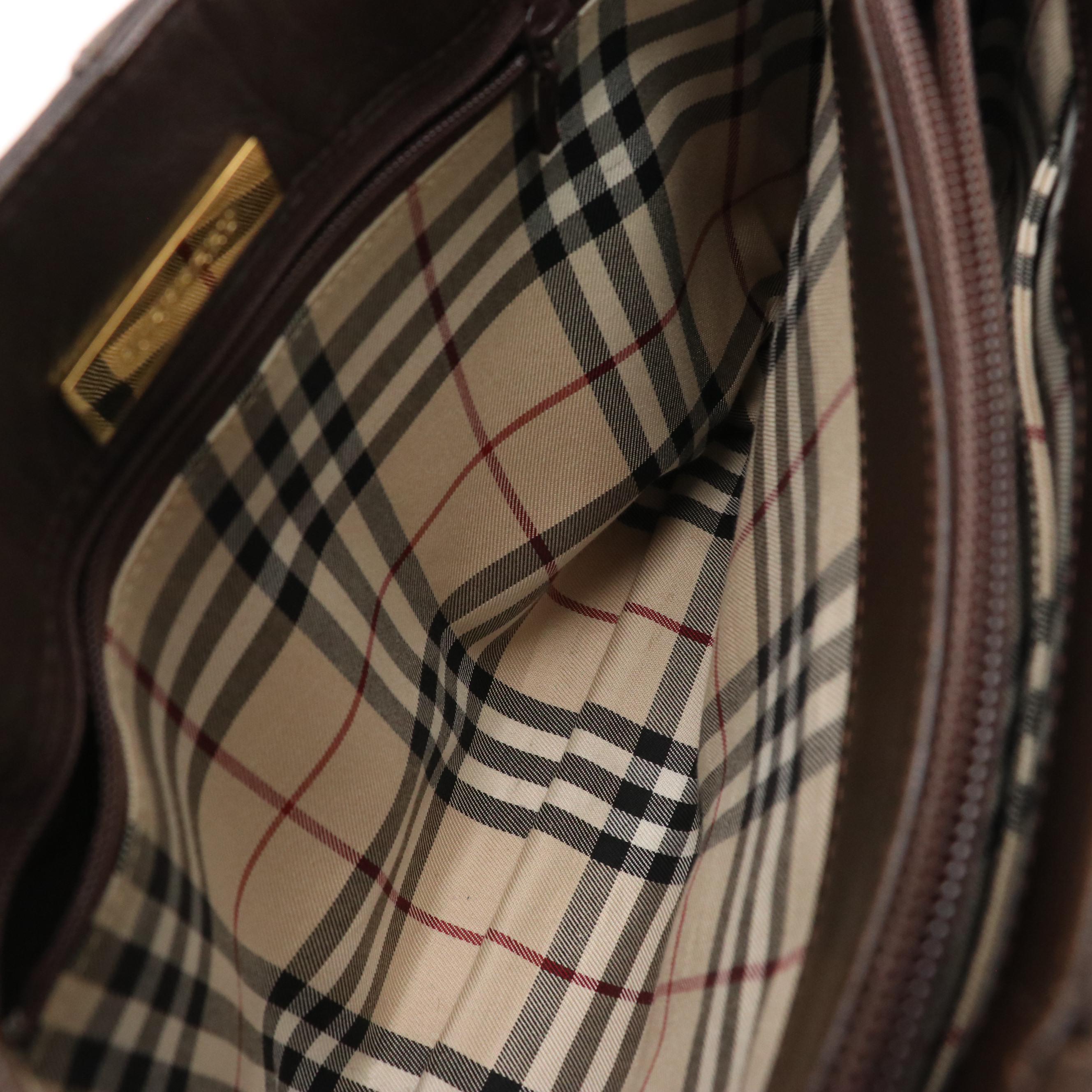 Burberry Brown Grain Leather Top Handle Bag