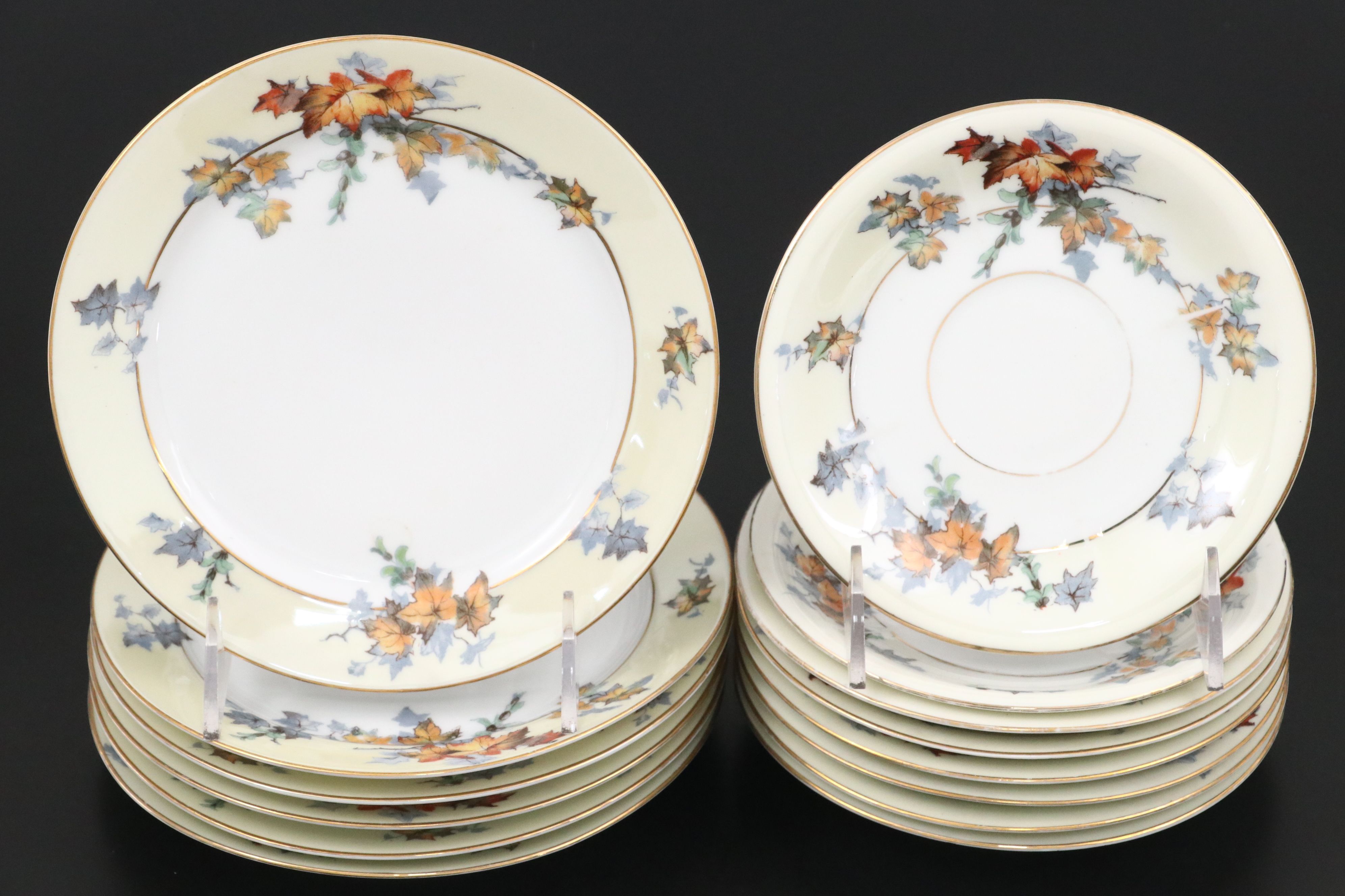 Epiag "Silver Maple" Porcelain Plates and Serving Pieces, Early to Mid-20th C.