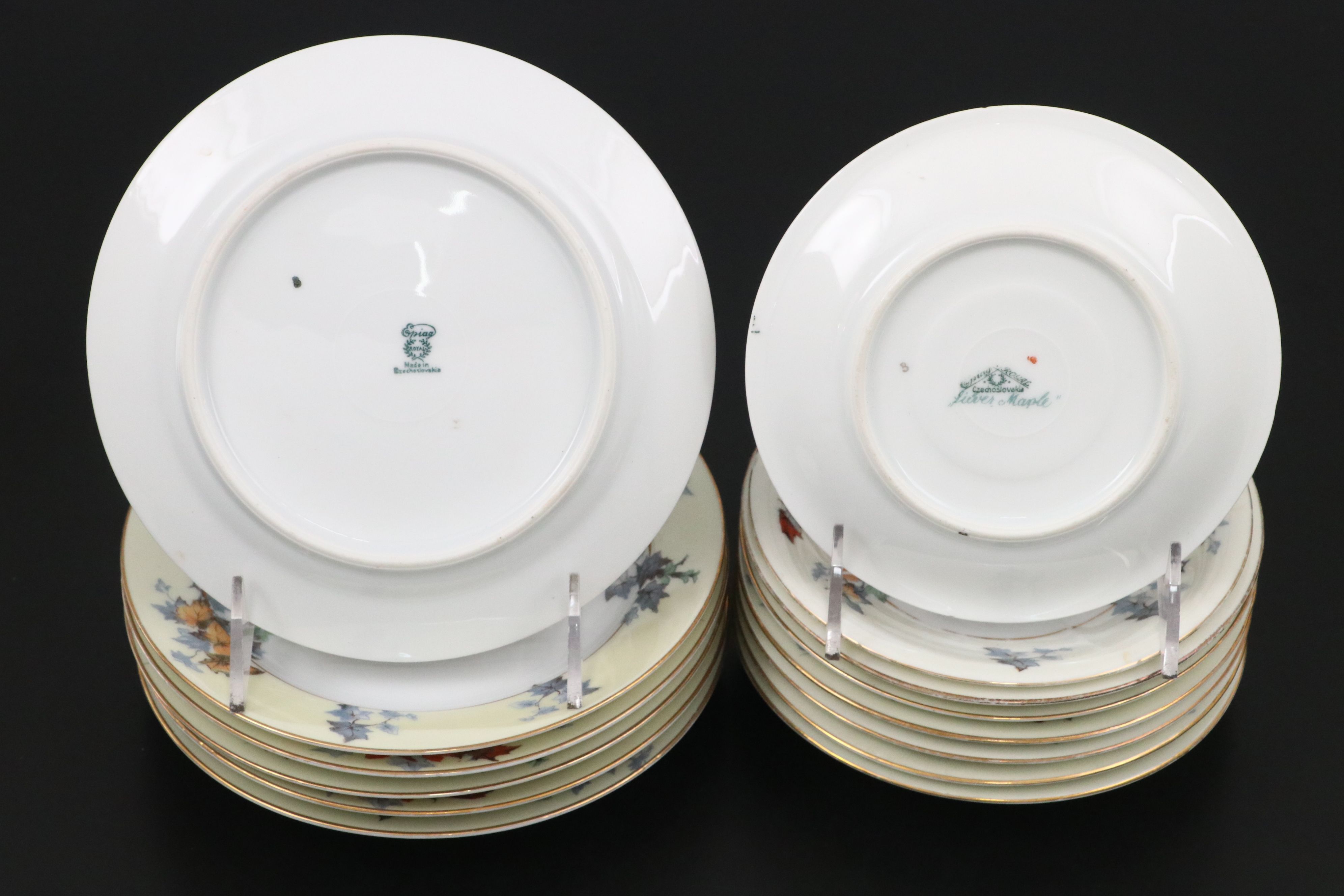 Epiag "Silver Maple" Porcelain Plates and Serving Pieces, Early to Mid-20th C.