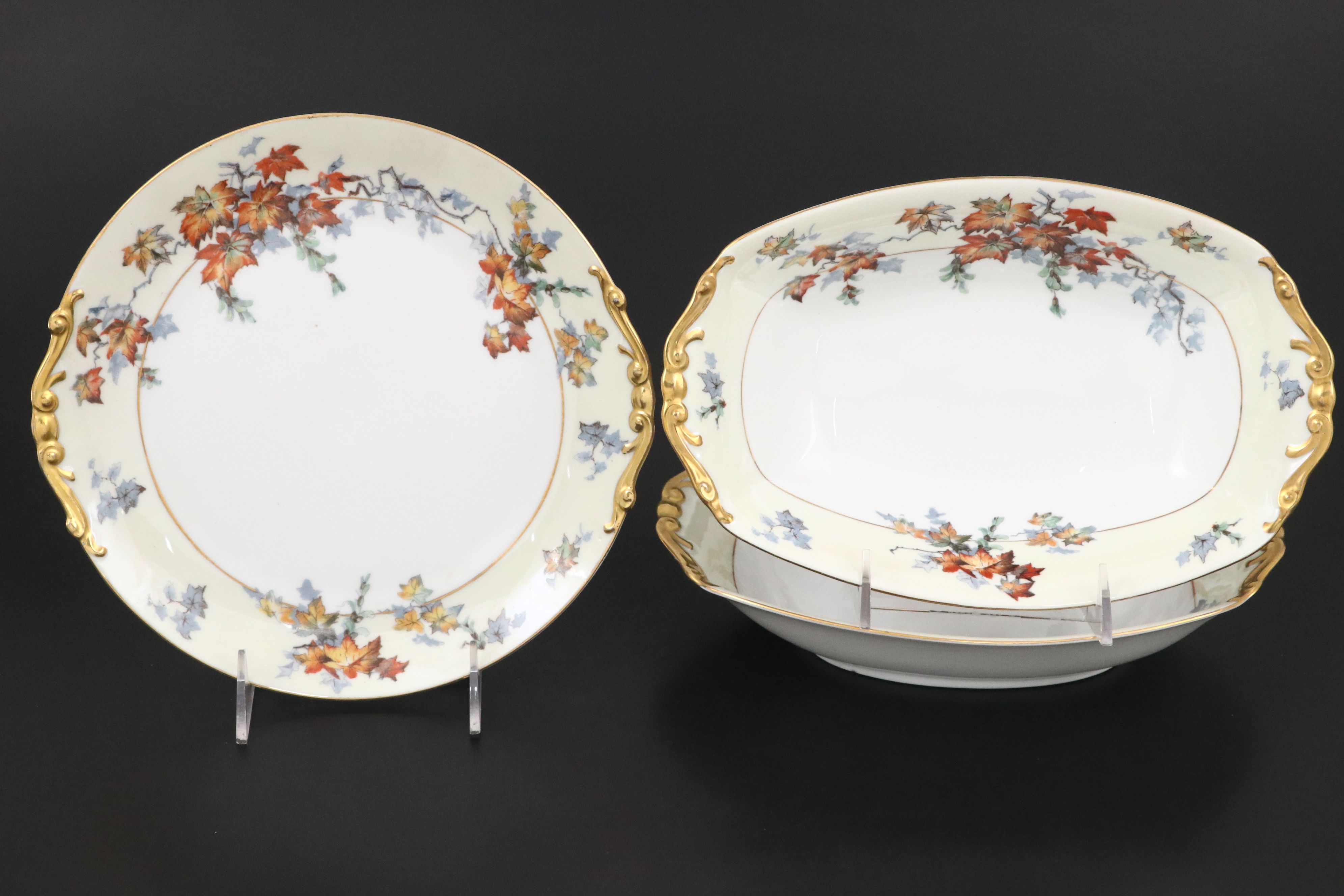 Epiag "Silver Maple" Porcelain Plates and Serving Pieces, Early to Mid-20th C.