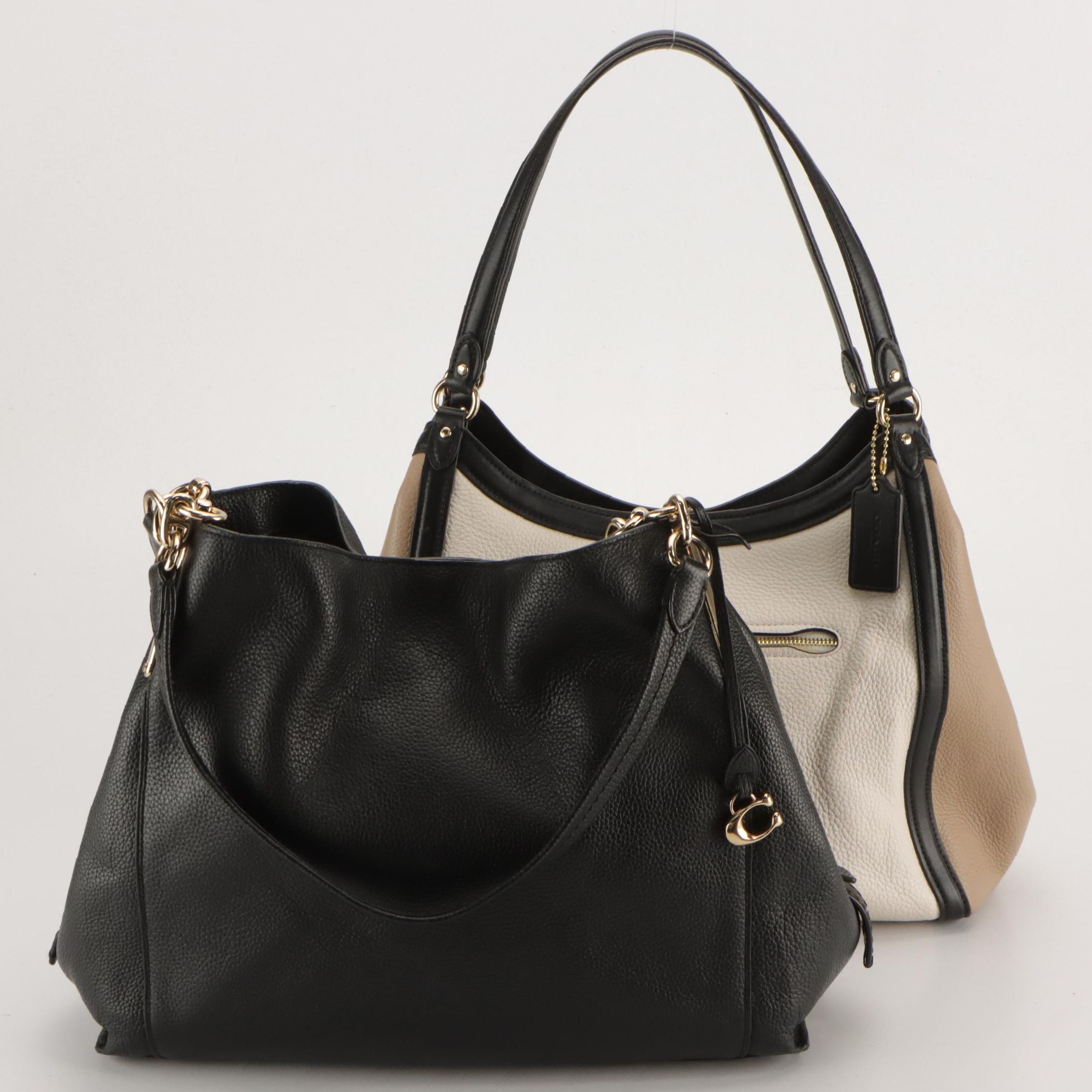 Coach Black Leather 'Phoebe' Satchel Bag and Color-Blocked Leather 'Kristy' Bag