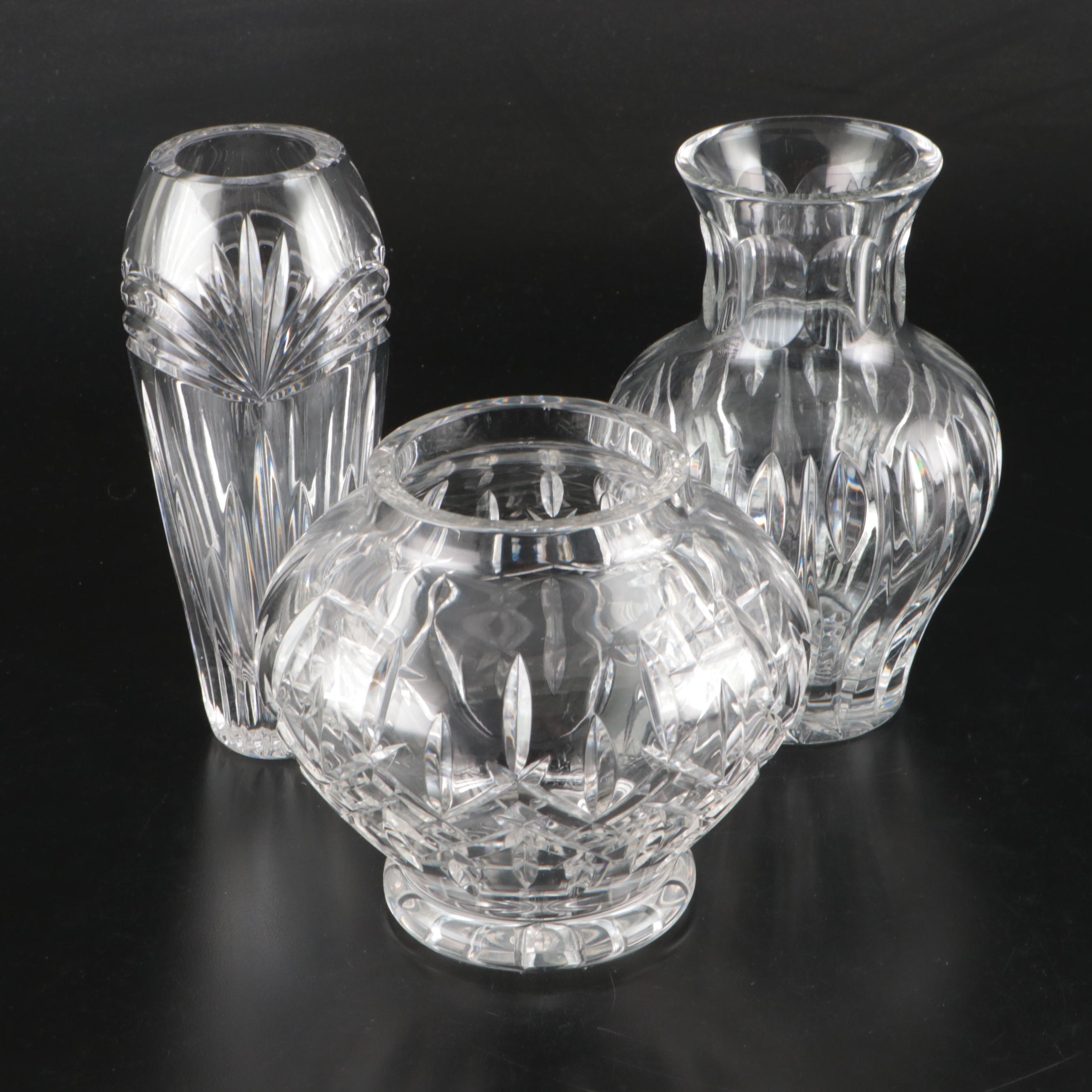 Waterford Marquis "Calais" and Other Crystal Vases with Crystal Rose Bowl