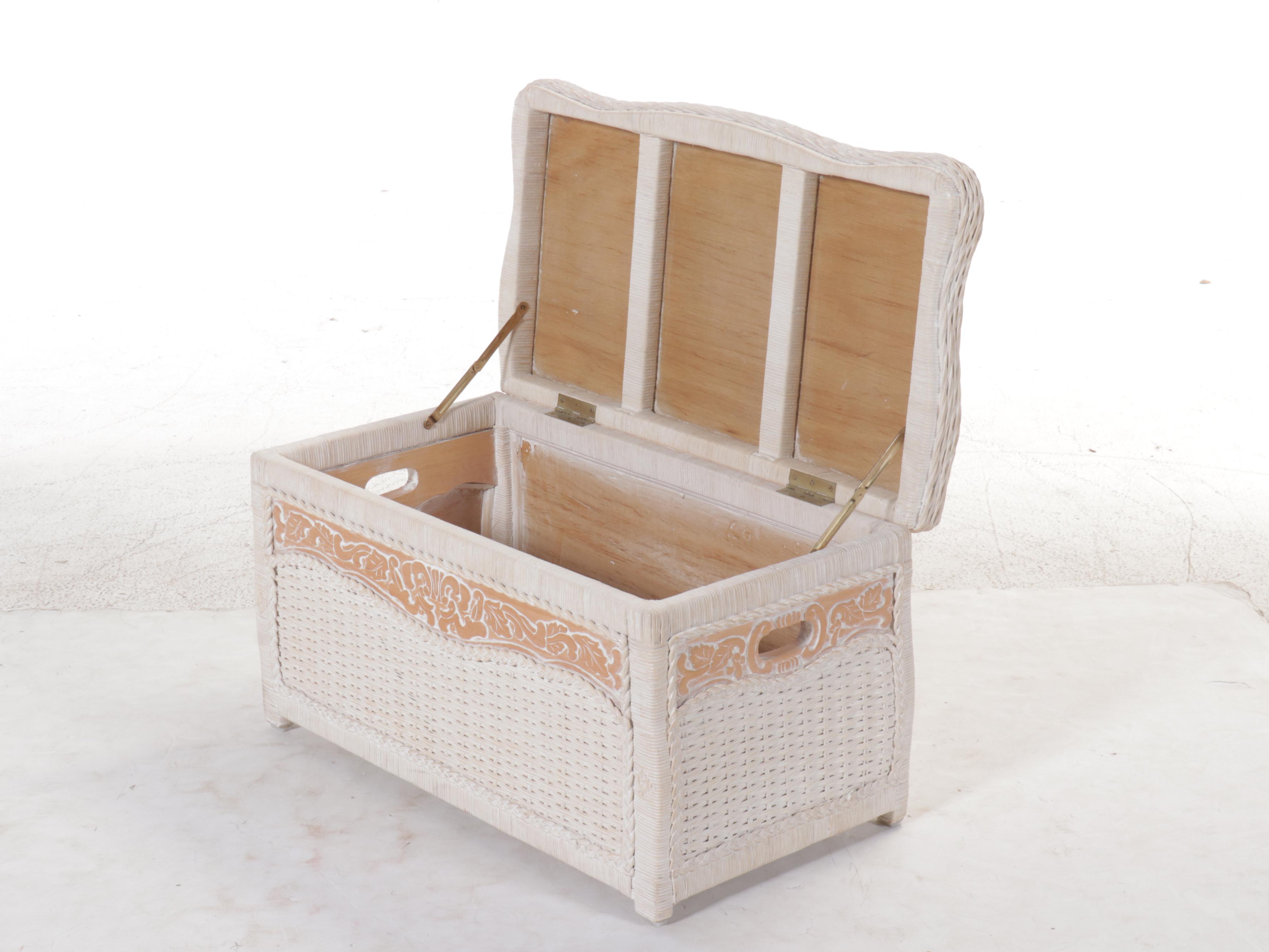 Pier 1 "Jamaica Collection" White Wicker Storage Bench