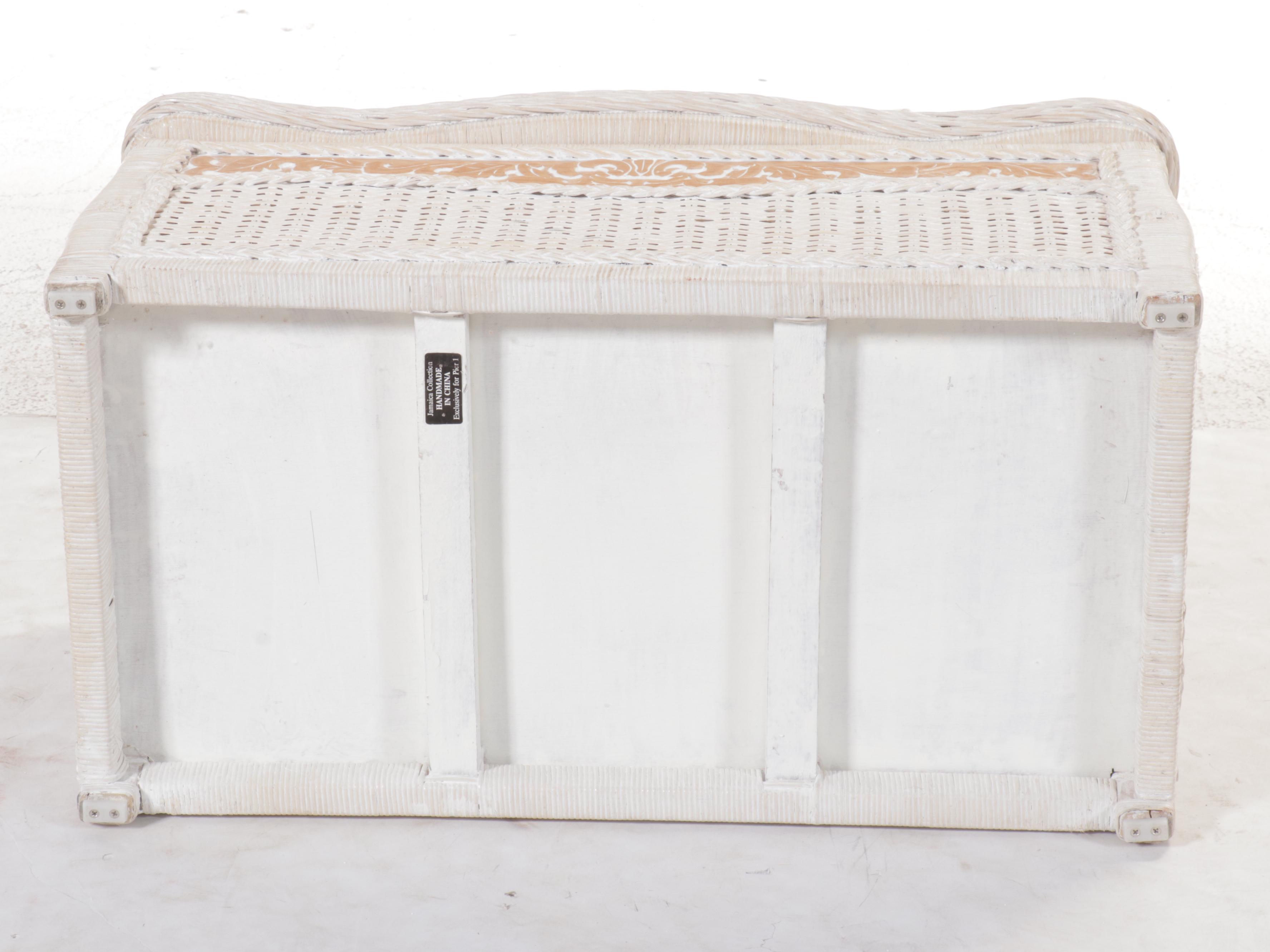 Pier 1 "Jamaica Collection" White Wicker Storage Bench