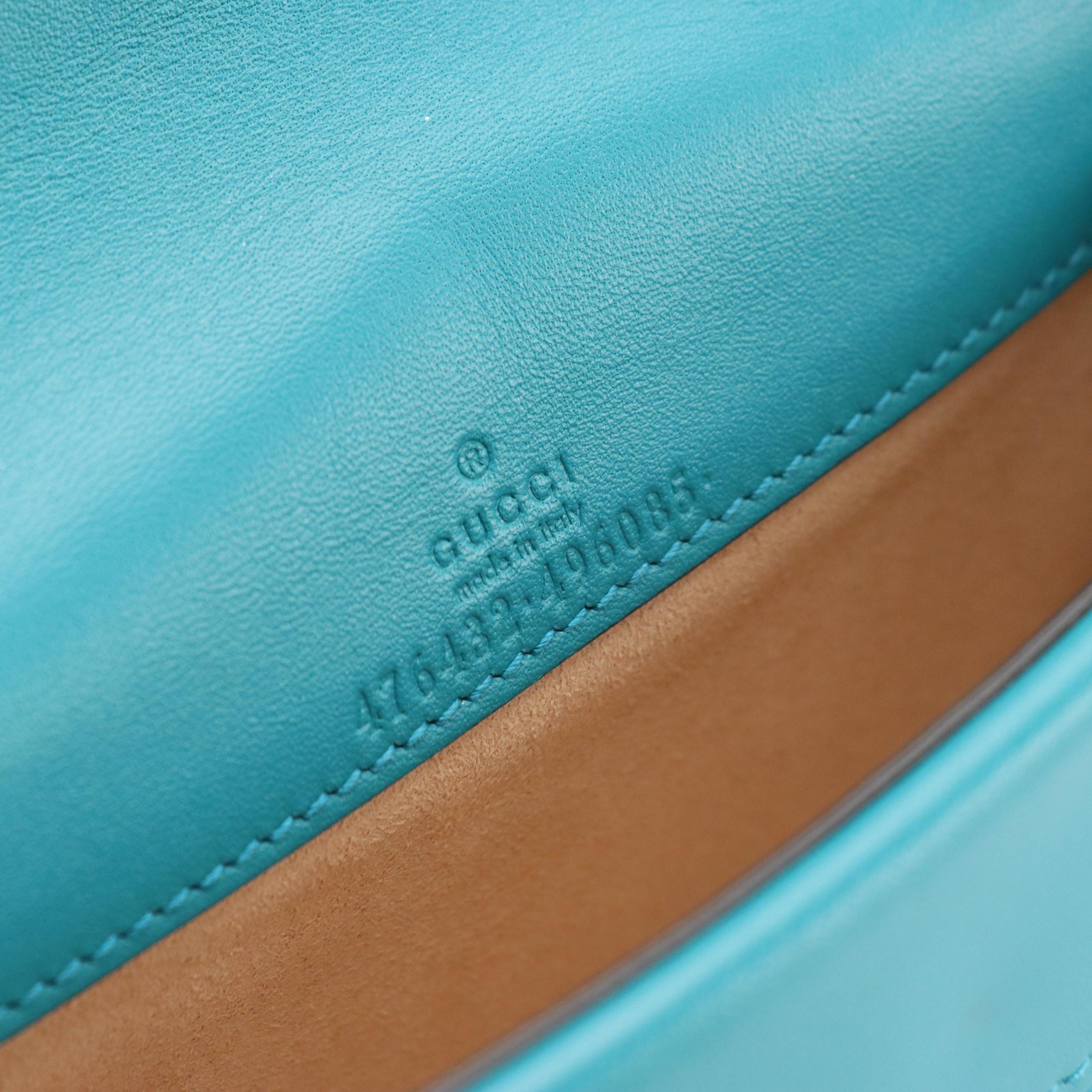 Gucci Super Mini Dionysus Crossbody in Turquoise Velvet and Leather Trim